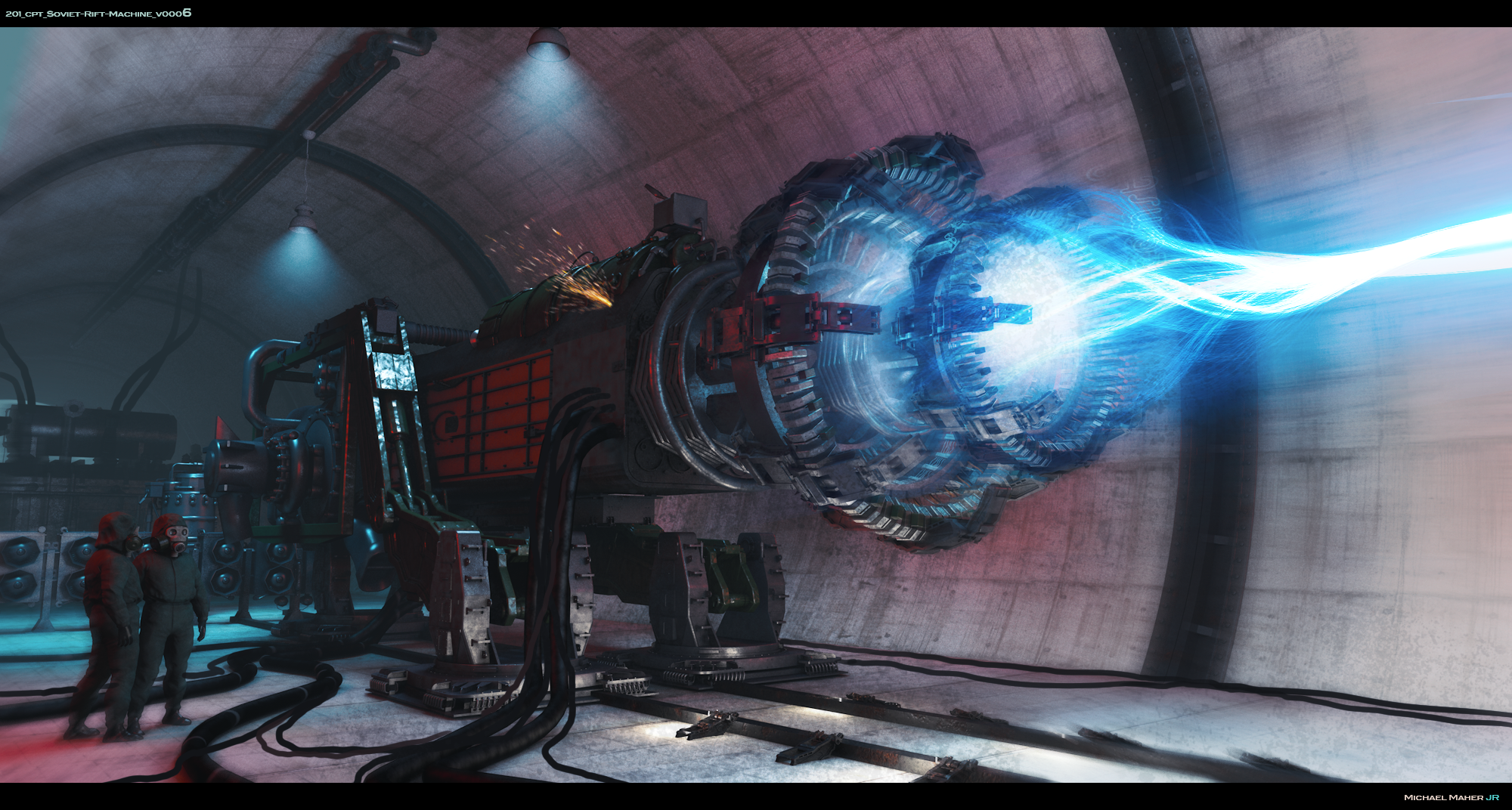 Early look development of the Russian Gun.  Exploring shapes, scale and effects.