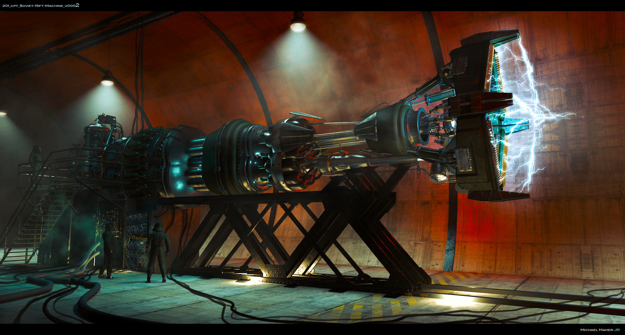 Early look development of the Russian Gun.  Exploring shapes, scale and effects.