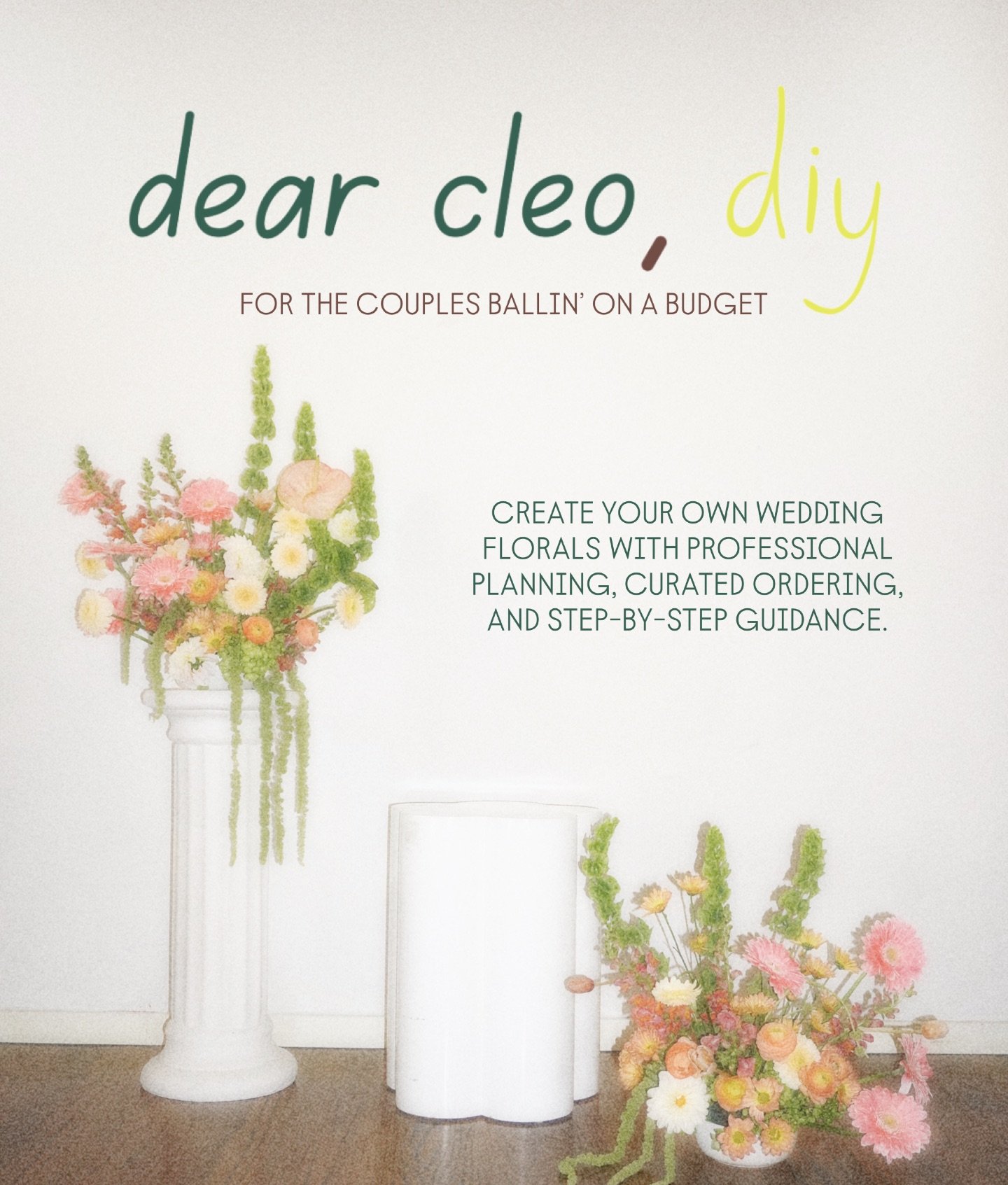 Introducing&hellip; 🥁🥁🥁
DEAR CLEO, DIY

Create your own wedding florals with professional planning, thoughtfully curated ordering, and step-by-step guidance every step of the way.

We know weddings can get expensive. So we&rsquo;ve created a way t