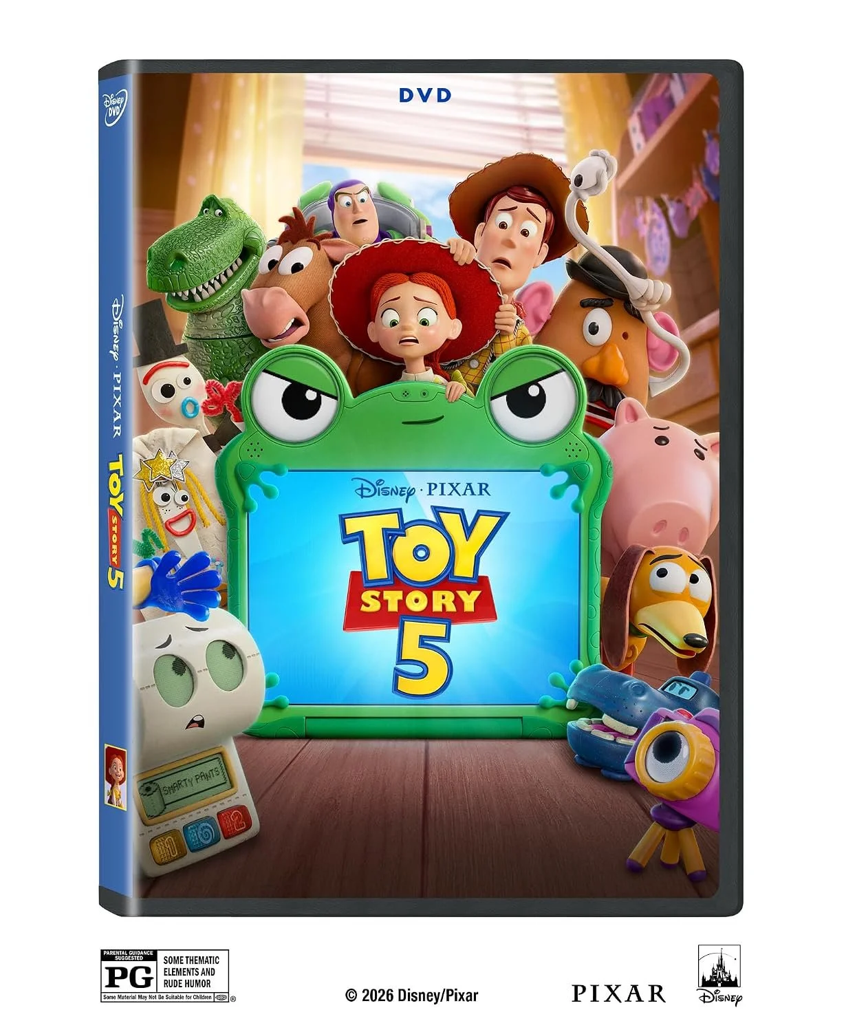 Copy of the DVD case for Disney Pixar Toy Story 5.