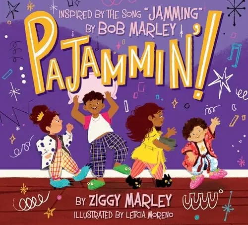 Cover of the children's book 'Pajammin!' inspired by Bob Marley's song 'Jamming'.