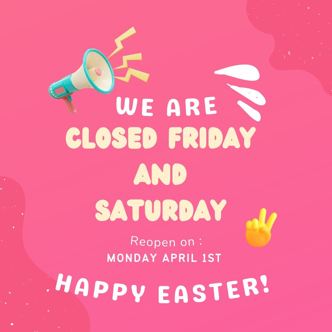 Just a reminder that we will be closed this weekend for the Easter Holiday! 
We hope you have a great weekend!