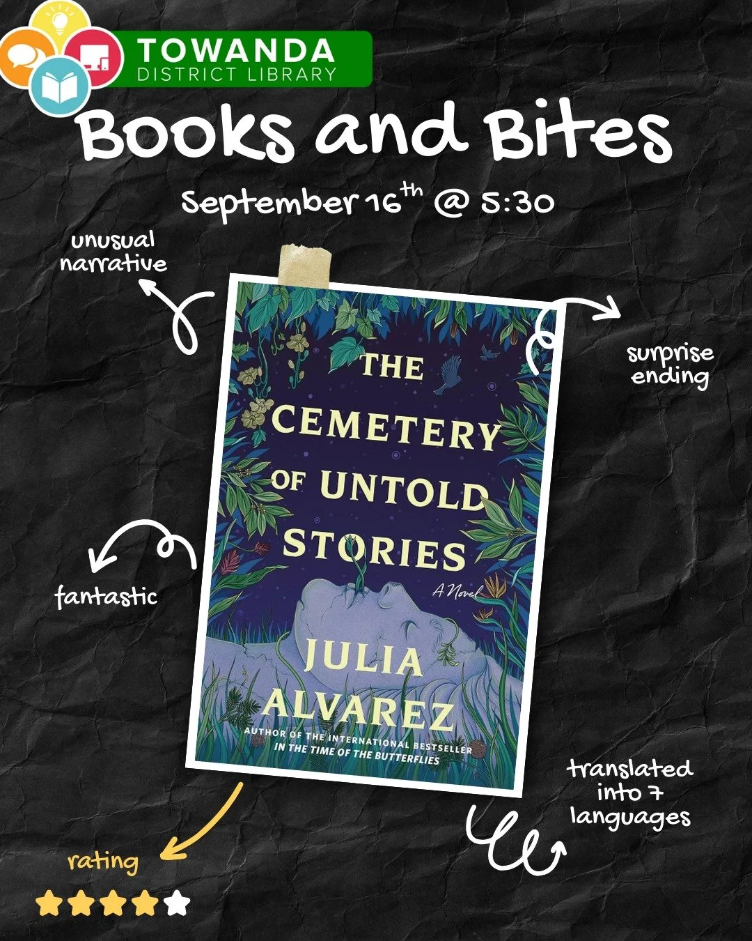 Join us next Tuesday evening for our monthly book club meeting!
We will hand out our October pick as well as pick our read for November!