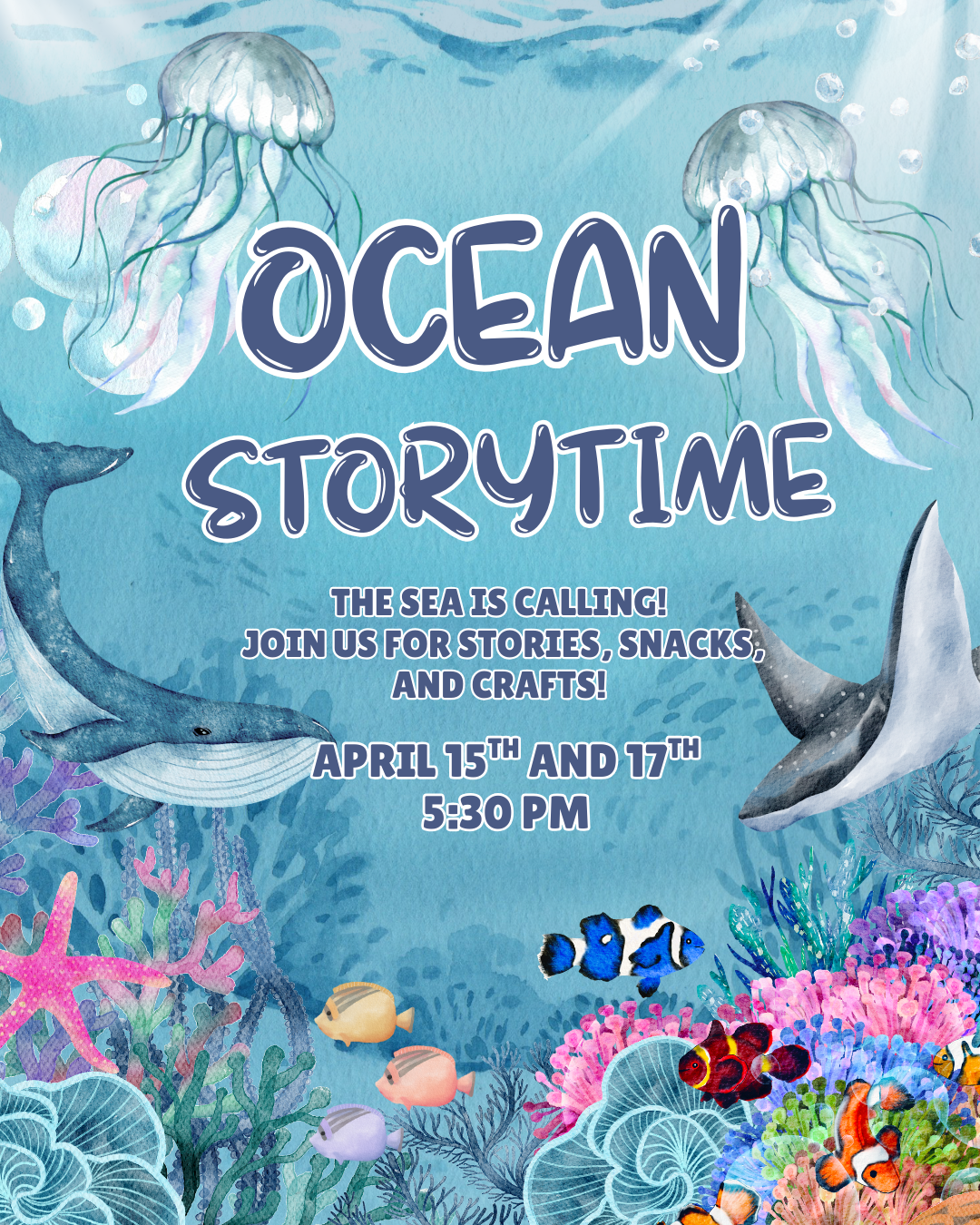 Ocean storytime April 17th at 10:30