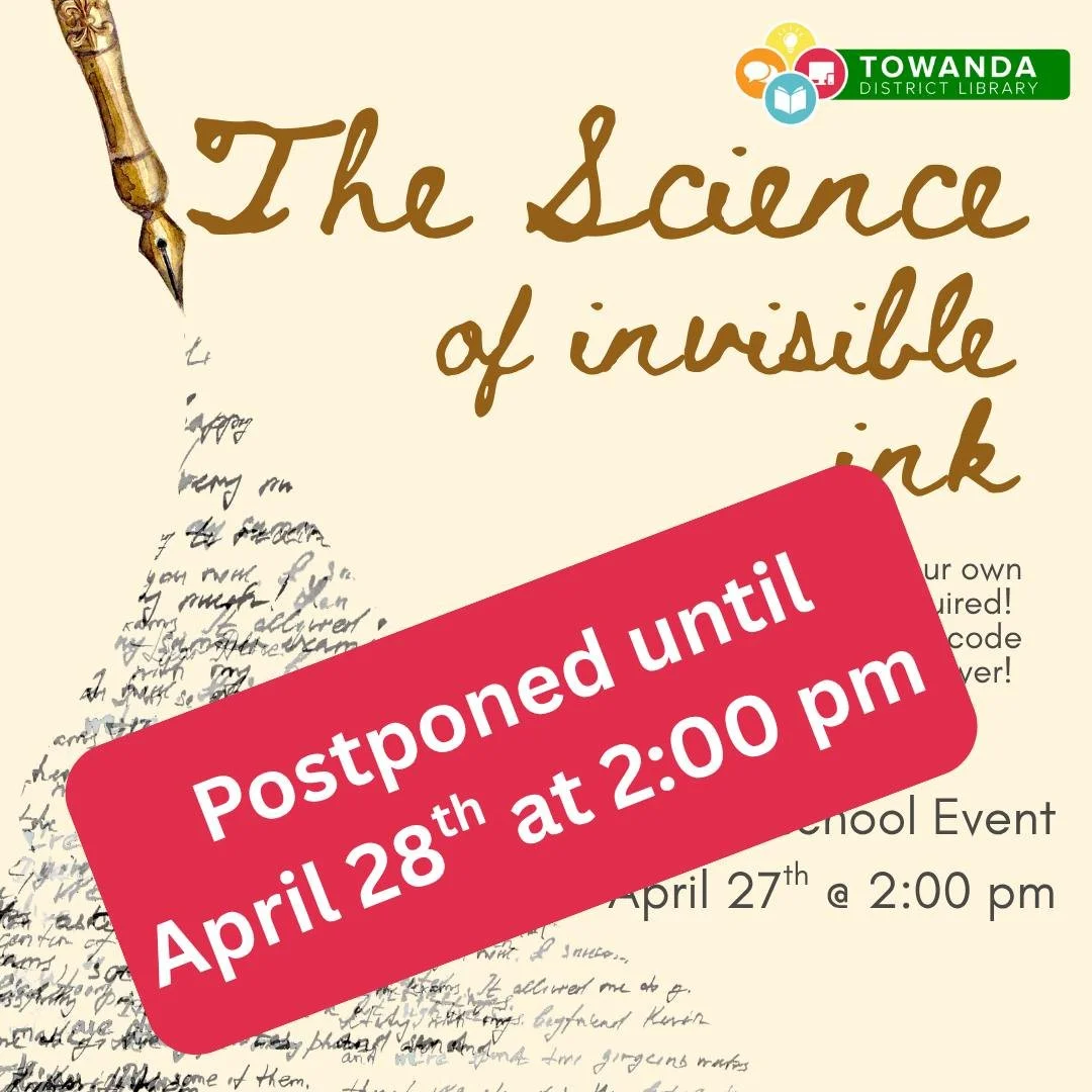 ⚠️🌩️ Program Update: Invisible Ink Workshop Postponed 🌩️⚠️

Out of an abundance of caution due to the potential for severe weather this afternoon, we are postponing today&rsquo;s Science of Invisible Ink homeschool event.

🗓️ The workshop has been