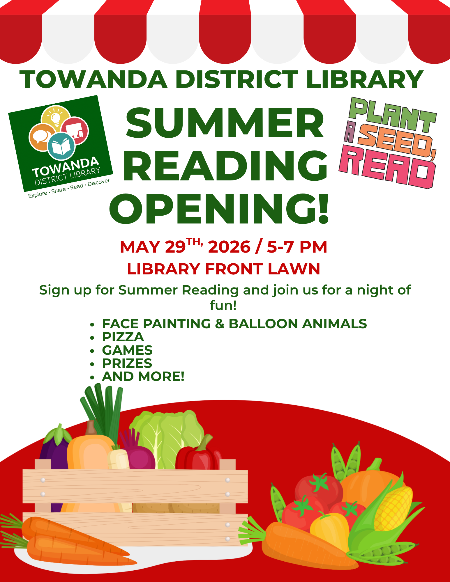 Join festivities at TDL May 29th from 5-7 for the 2026 Summer Reading Kickoff Party .