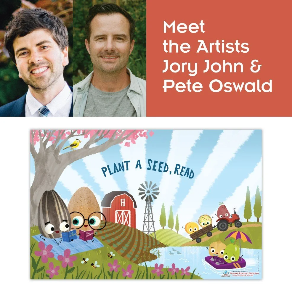 Meet the Artists: Jory John &amp; Pete Oswald

🌱✨ Meet the Artists behind &ldquo;Plant a Seed, Read!&rdquo; ✨🌱

This year&rsquo;s Summer Reading Program theme features artwork inspired by the talents of Jory John and Pete Oswald, the creative team 