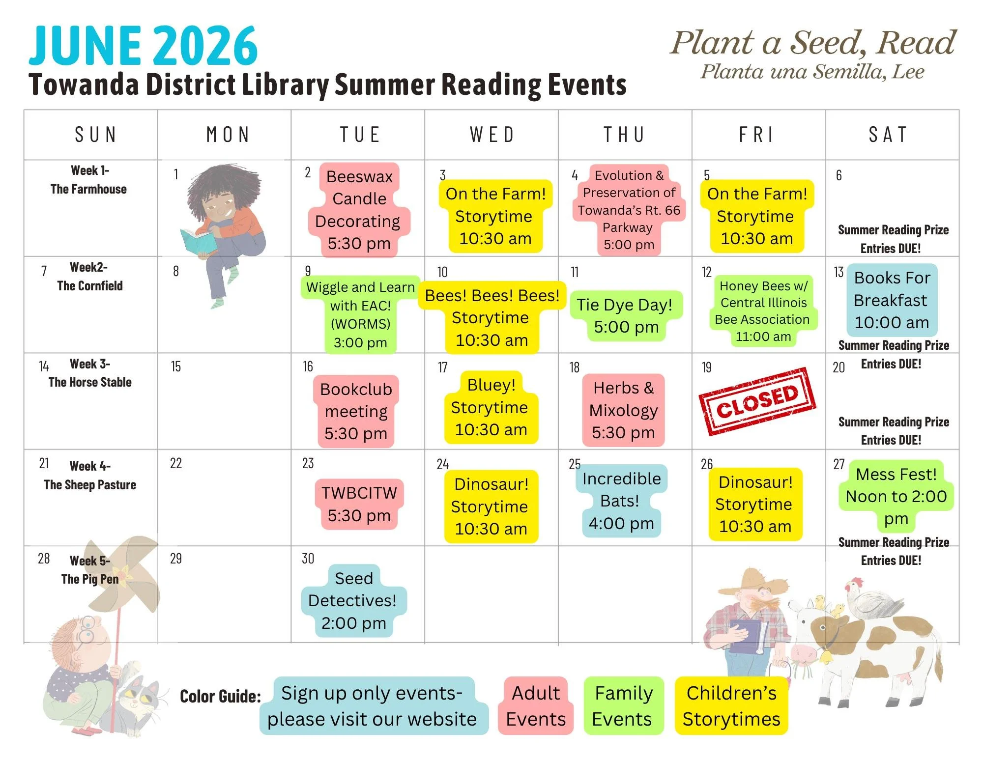 🌱📚 Our Summer Reading calendars are here!

We&rsquo;re so excited to share everything we have planned for June and July during our Plant a Seed, Read! Summer Reading Program. Take a look through the calendars to see all of the fun programs, activit