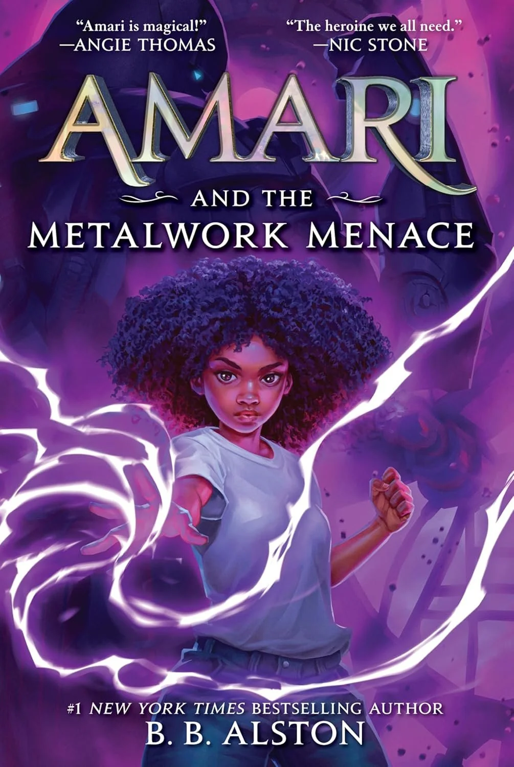 Book cover for 'Amari and the Metalwork Menace' by B. B. Alston.