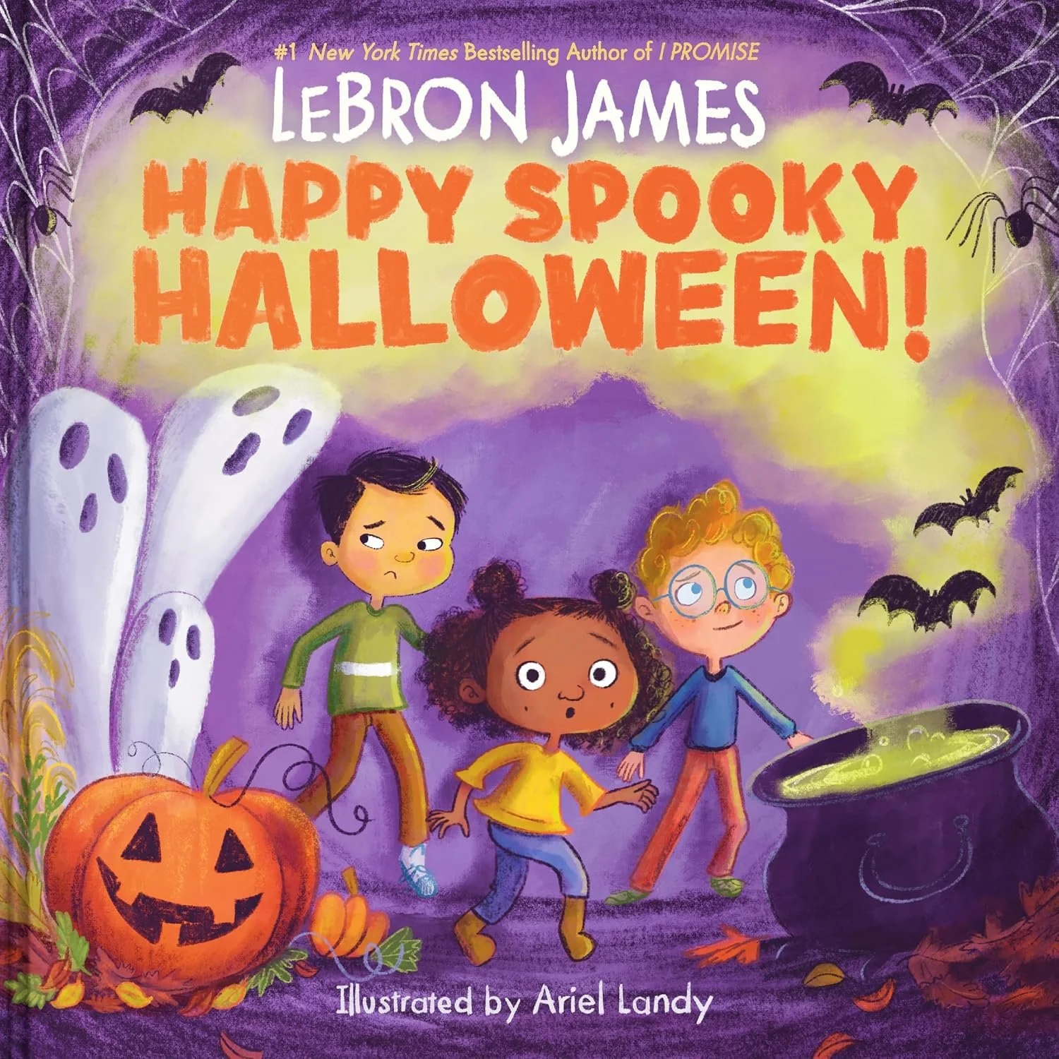 Cover of a children's Halloween book titled 'Happy Spooky Halloween!' by LeBron James.