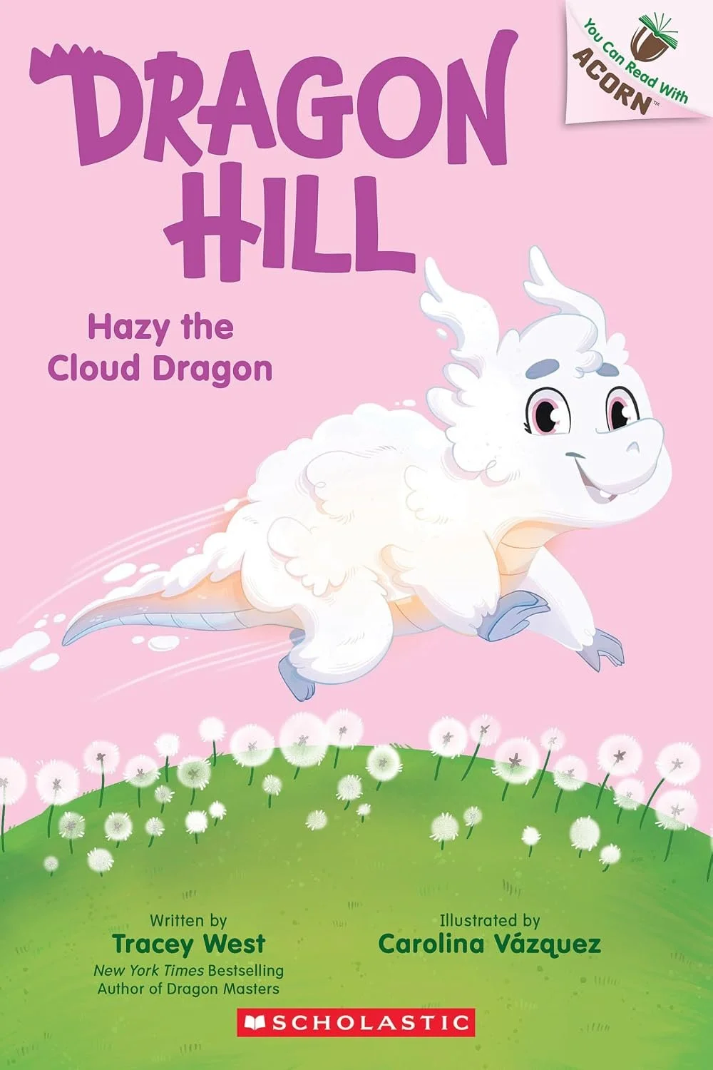 Book cover for "Dragon Hill: Hazy the Cloud Dragon" (Dragon Hill #3) by Tracey West.