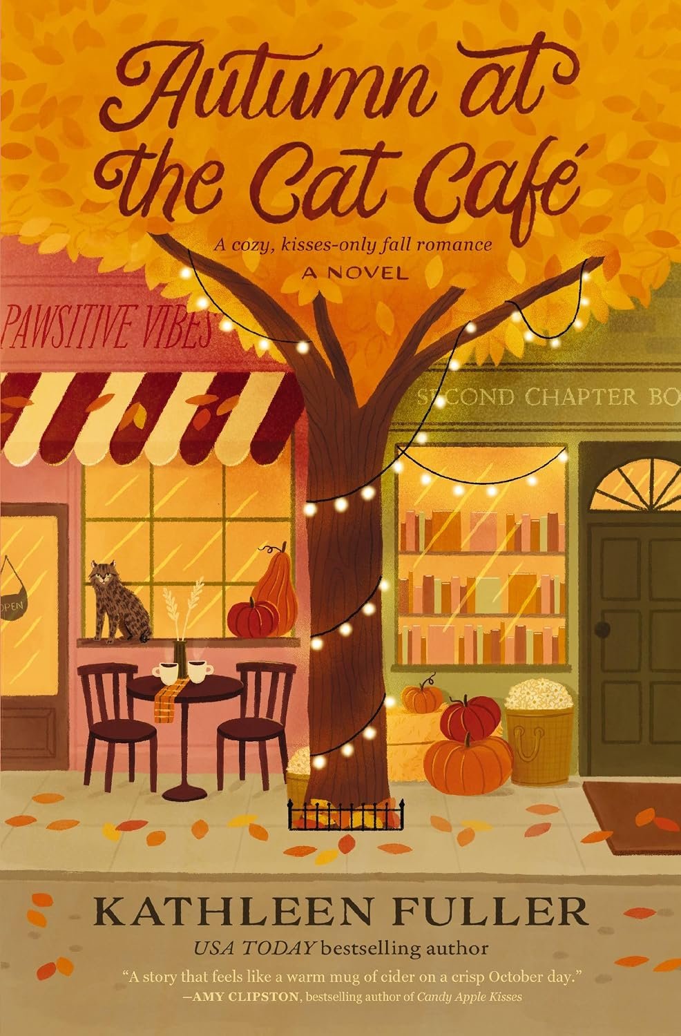 Book cover for 'Autumn at the Cat Café' by Kathleen Fuller.