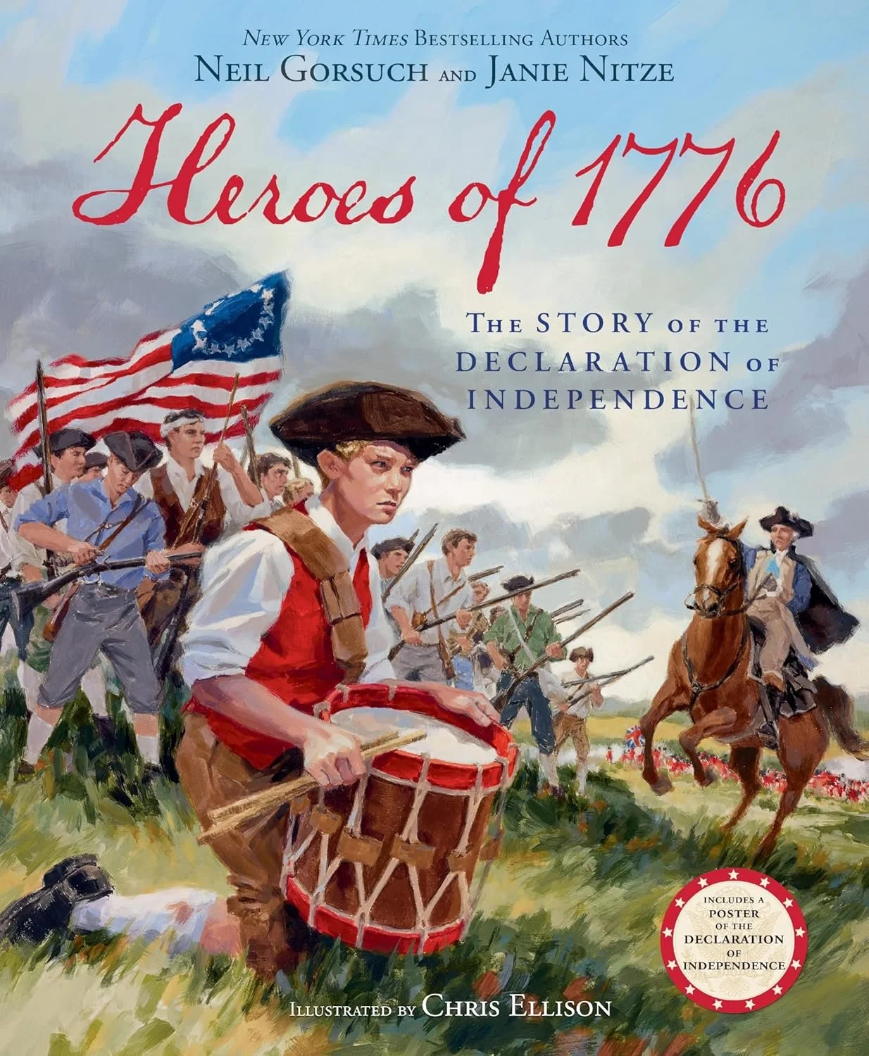 Book cover titled "Heroes of 1776" by Neil Gorsuch and Janie Nitze.