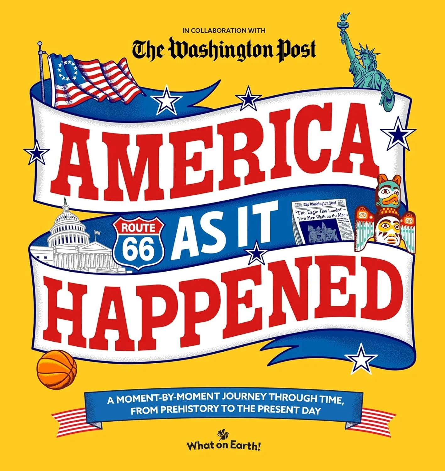 Colorful cover of the book "America As It Happened" by the Washington Post.
