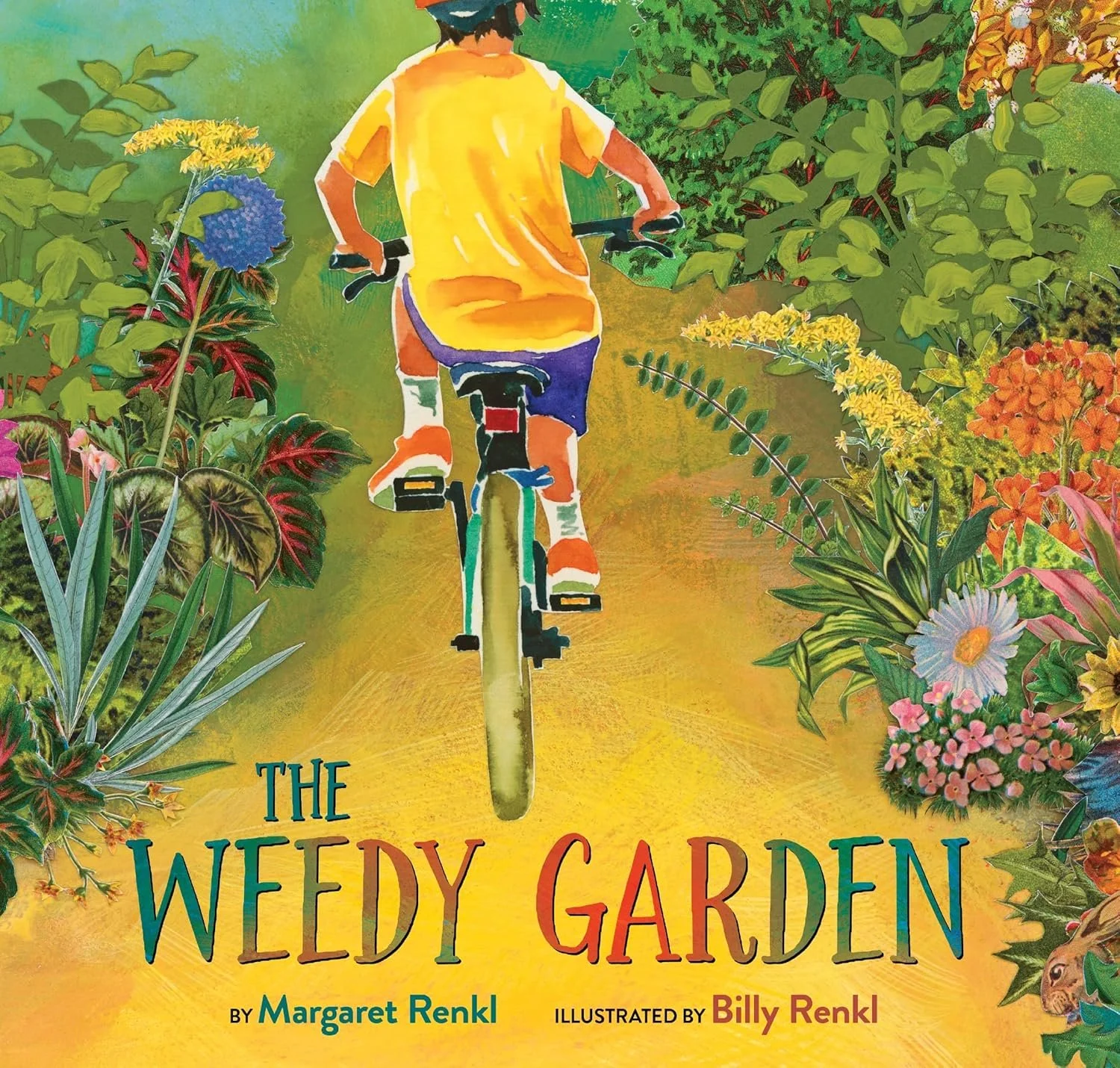 Book cover of 'The Weedy Garden' by Margaret Renkl and illustrated by Billy Renkl.