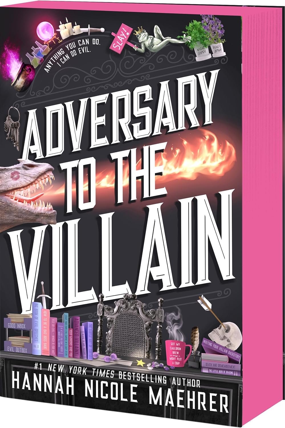 Book cover titled "Adversary to the Villain" by Hannah Nicole Maehrer. 