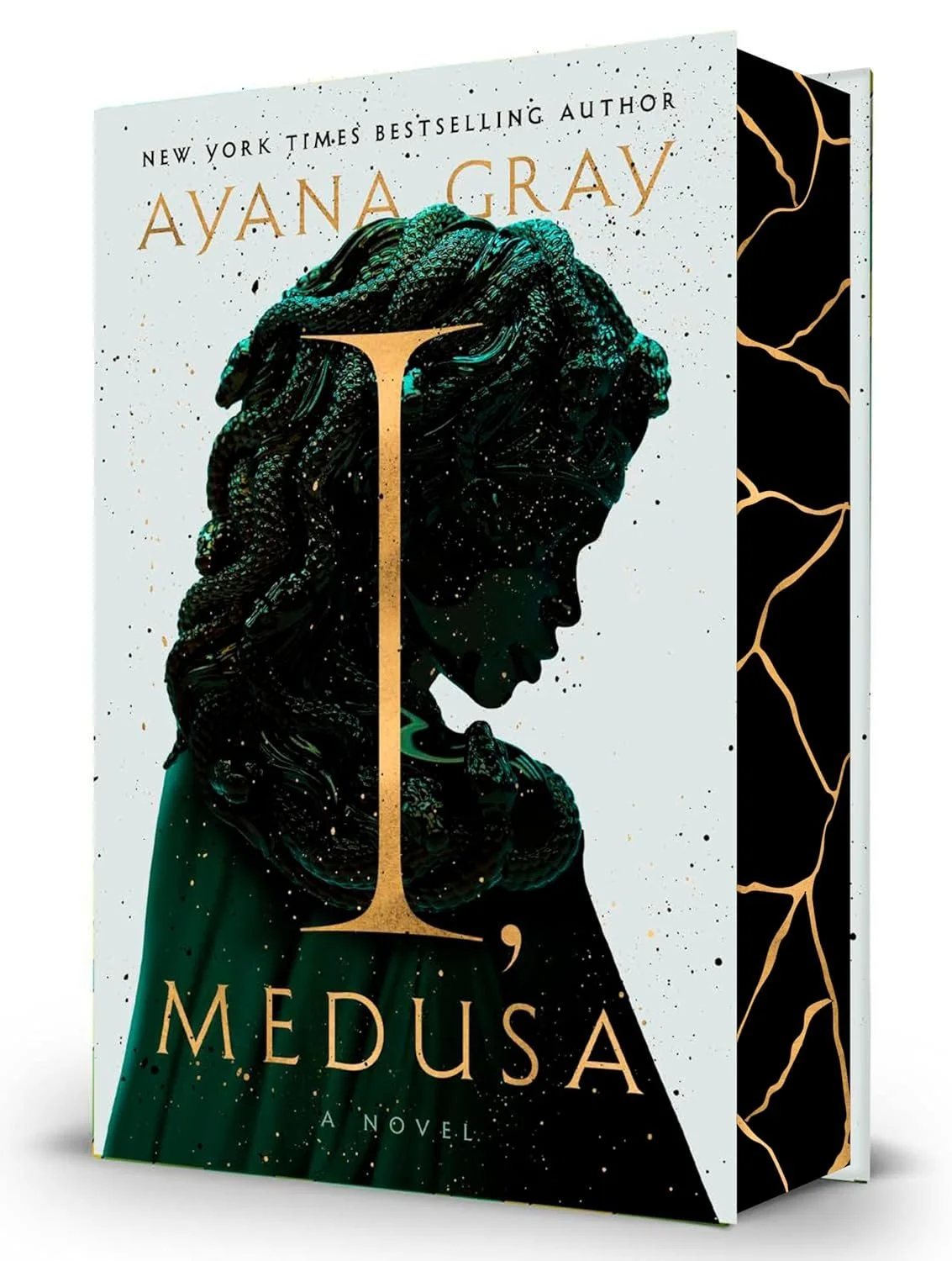 Book cover of 'Medusa' by Ayana Gray, featuring a black silhouette of Medusa with snake hair and a large gold number '1' in the center.