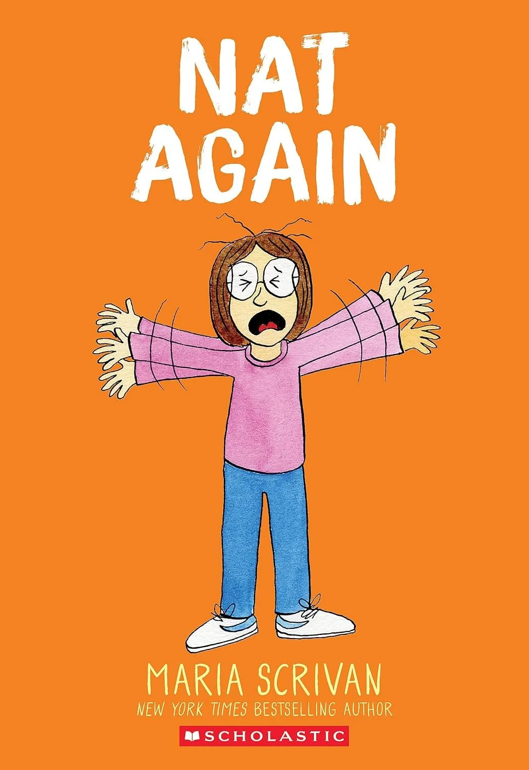 The book cover for "Nat Again" by Maria Scrivan.