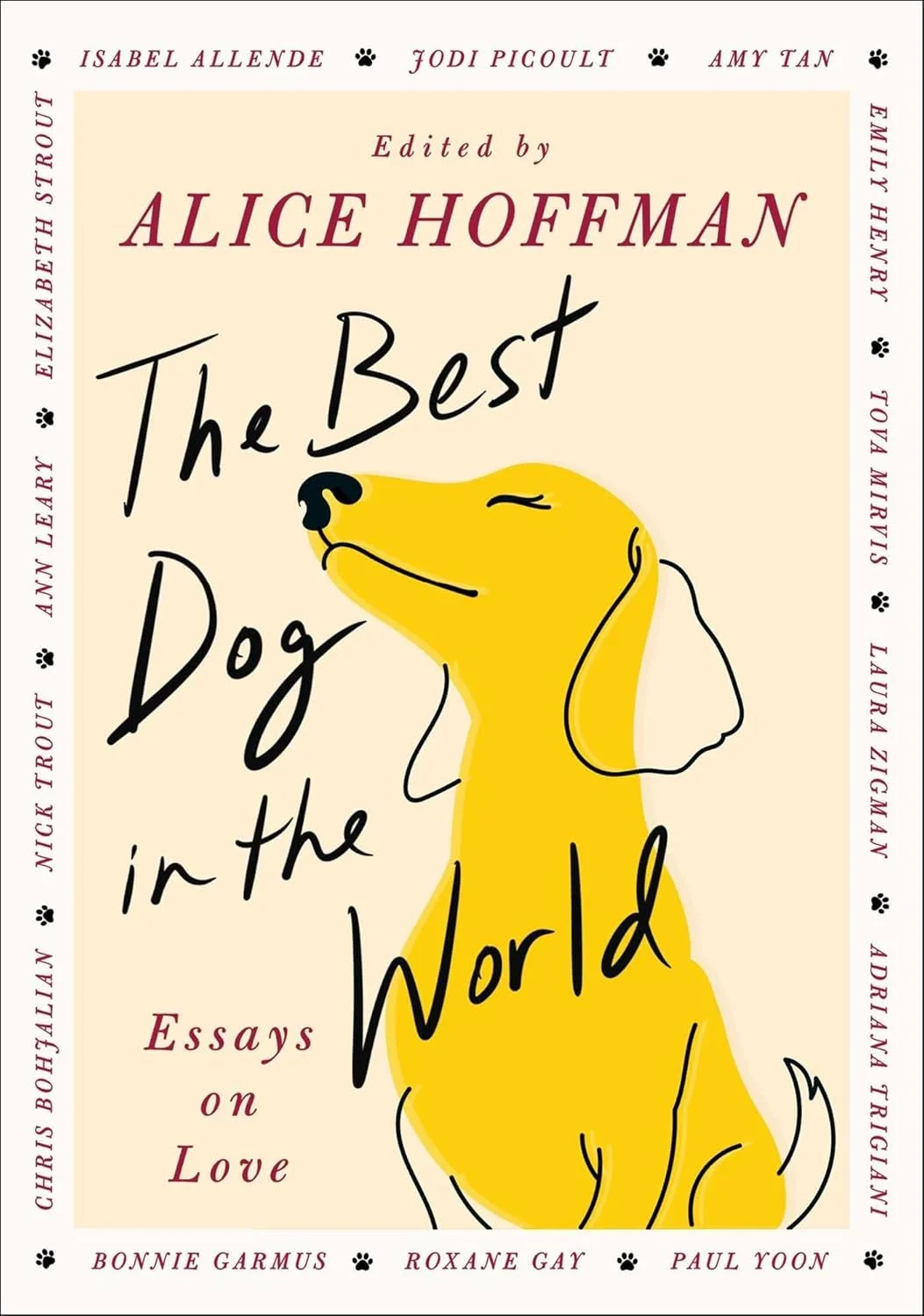 Book cover titled "The Best Dog in the World: Essays on Love," edited by Alice Hoffman.