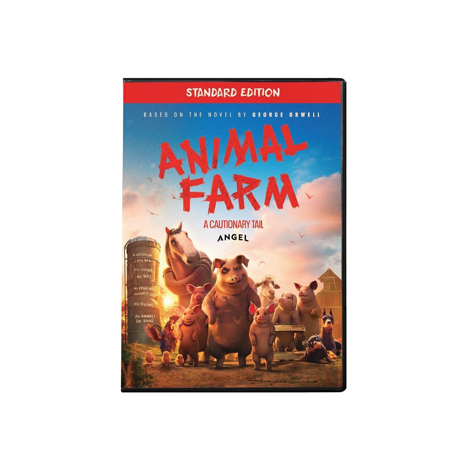 DVD cover of the animated movie 'Animal Farm' based on George Orwell's novel.