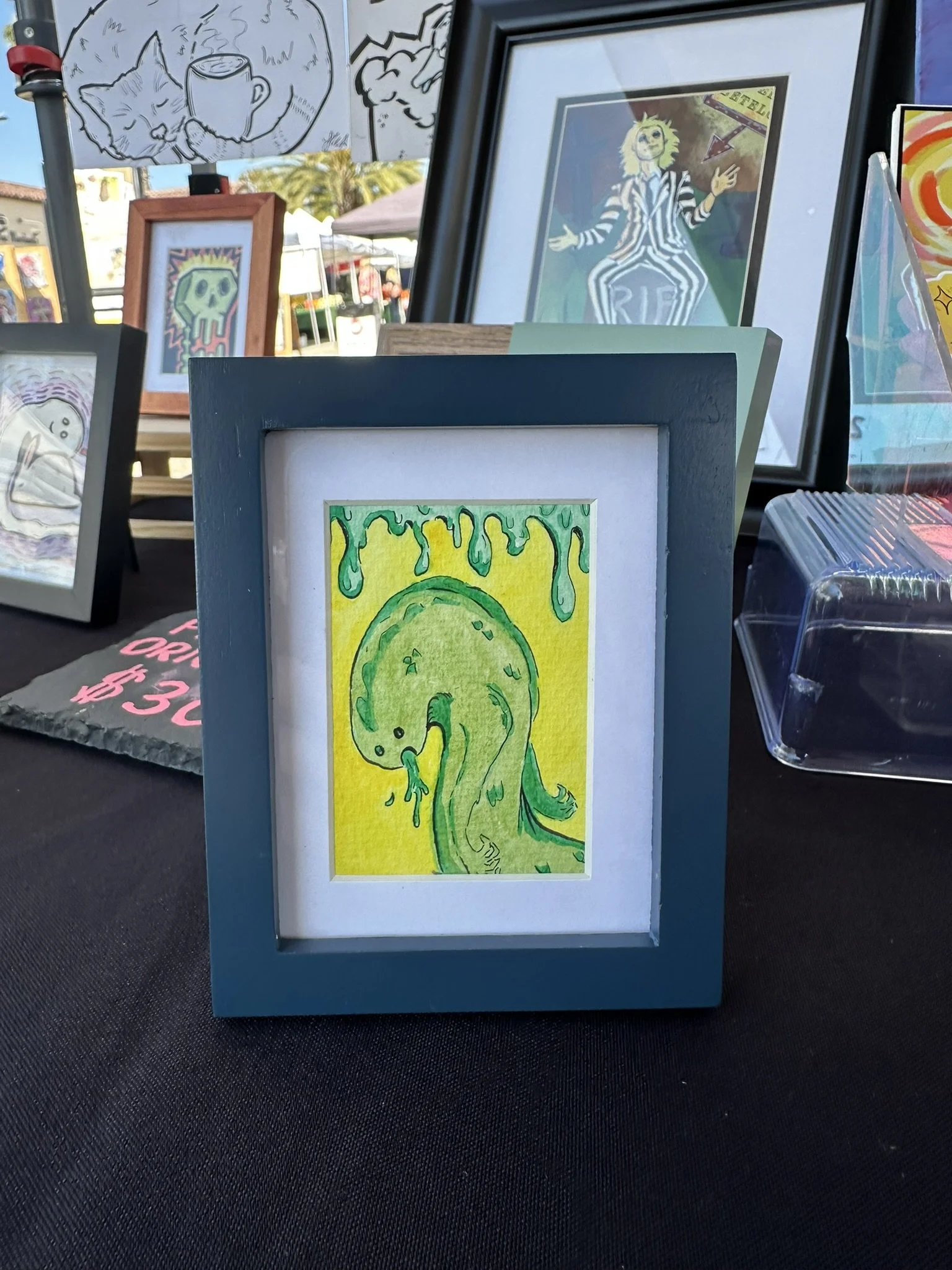 Framed Mini Slime Monster Painting