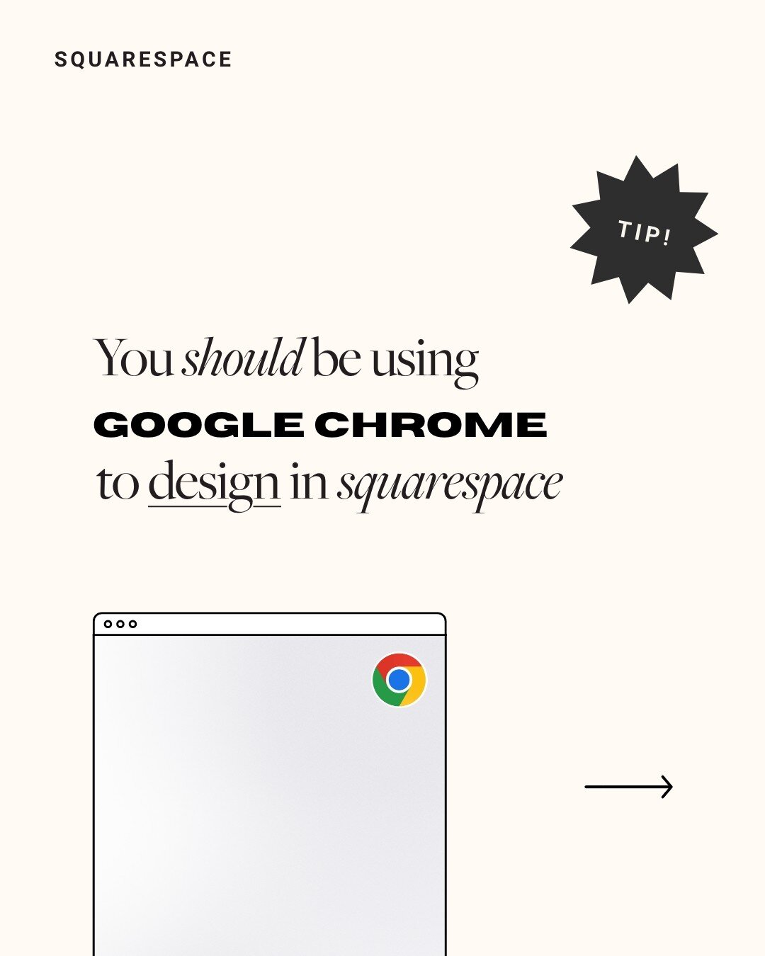 Did you know that you should be using Google Chrome to edit your Squarespace site? 🤔

We all know that Squarespace can get a liiittle glitchy sometimes, and one of the best ways around it is to make sure you're using Google Chrome as a browser when 