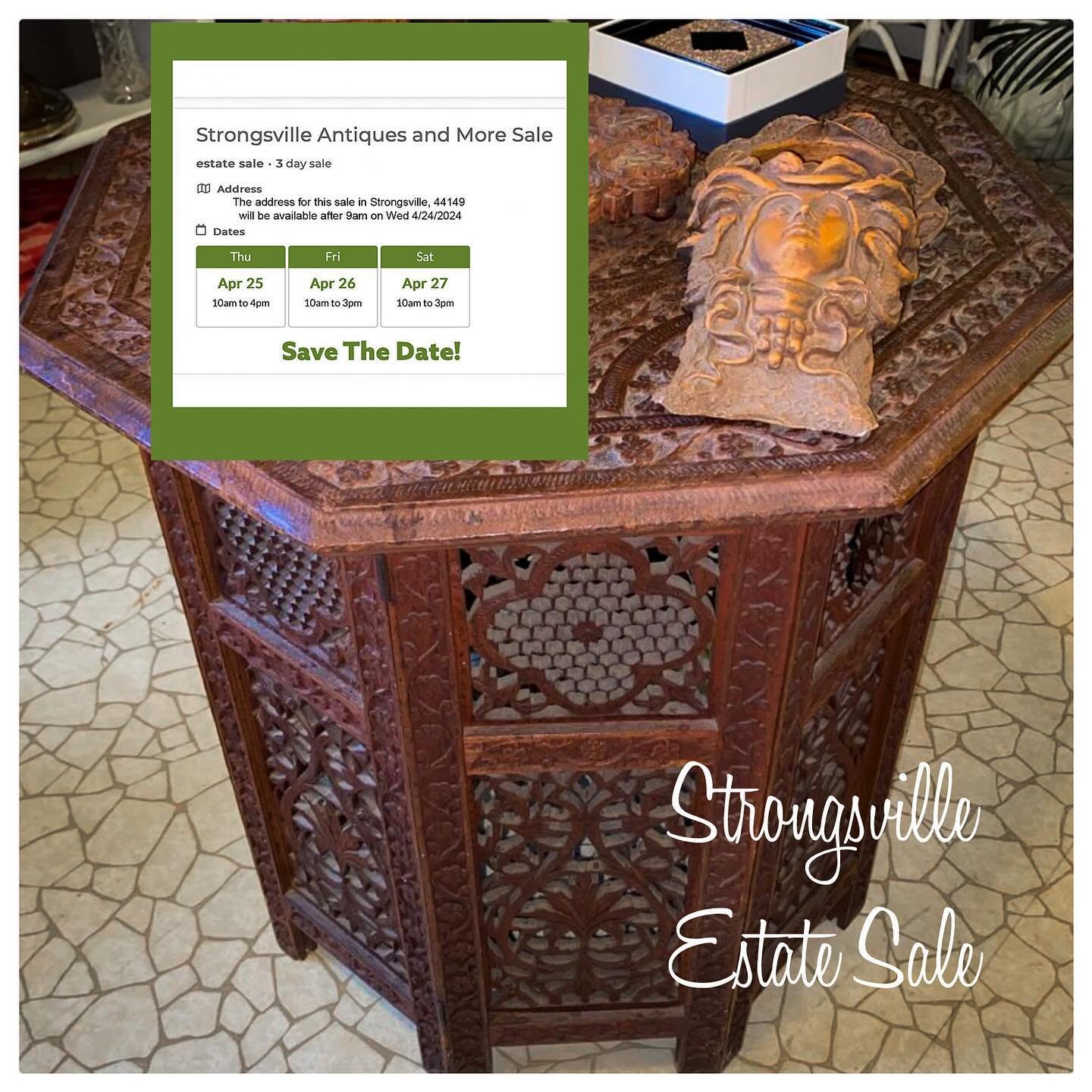 Our next All Things For You estate sale starts 4/25-4/27/24 in Strongsville 44149. SAVE THE DAY for this fun All Things For You estate sale. 
Check out the web address below for more details and photos on this estate sales.
https://www.estatesales.ne