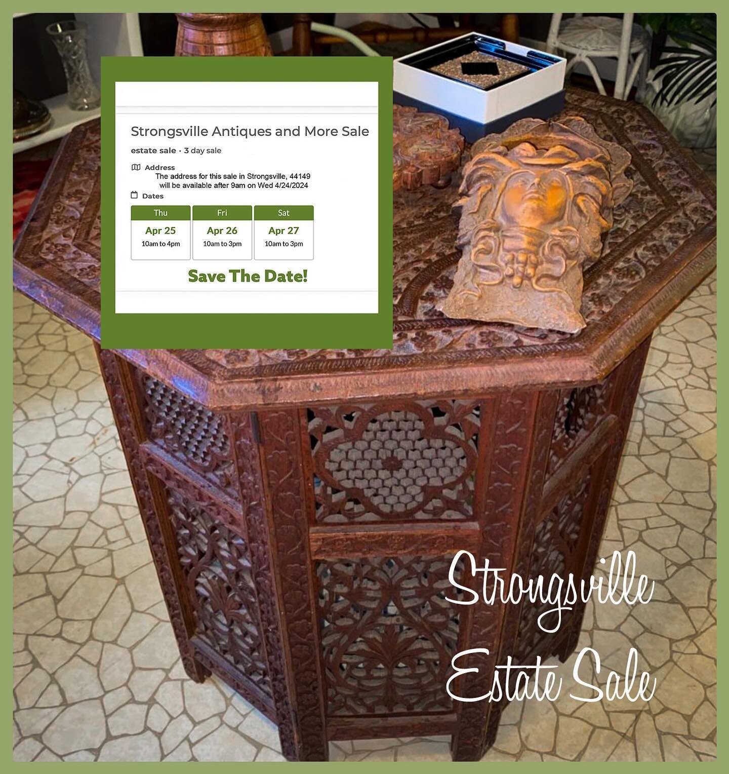 Our next All Things For You estate sale starts 4/25-4/27/24 in Strongsville 44149. SAVE THE DAY for this fun All Things For You estate sale. 
Check out the web address below for more details and photos on this estate sales.
https://www.estatesales.ne