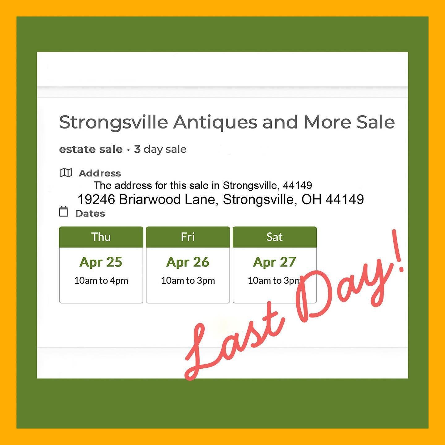 ENDS TODAY Saturday 4/27/24. All Things For You&rsquo;s estate sale runs 4/25-4/27/24 in Strongsville 44149. Visit this fun All Things For You estate sale for some wonderful treasures. 
Check out the web address below for more details and photos on t