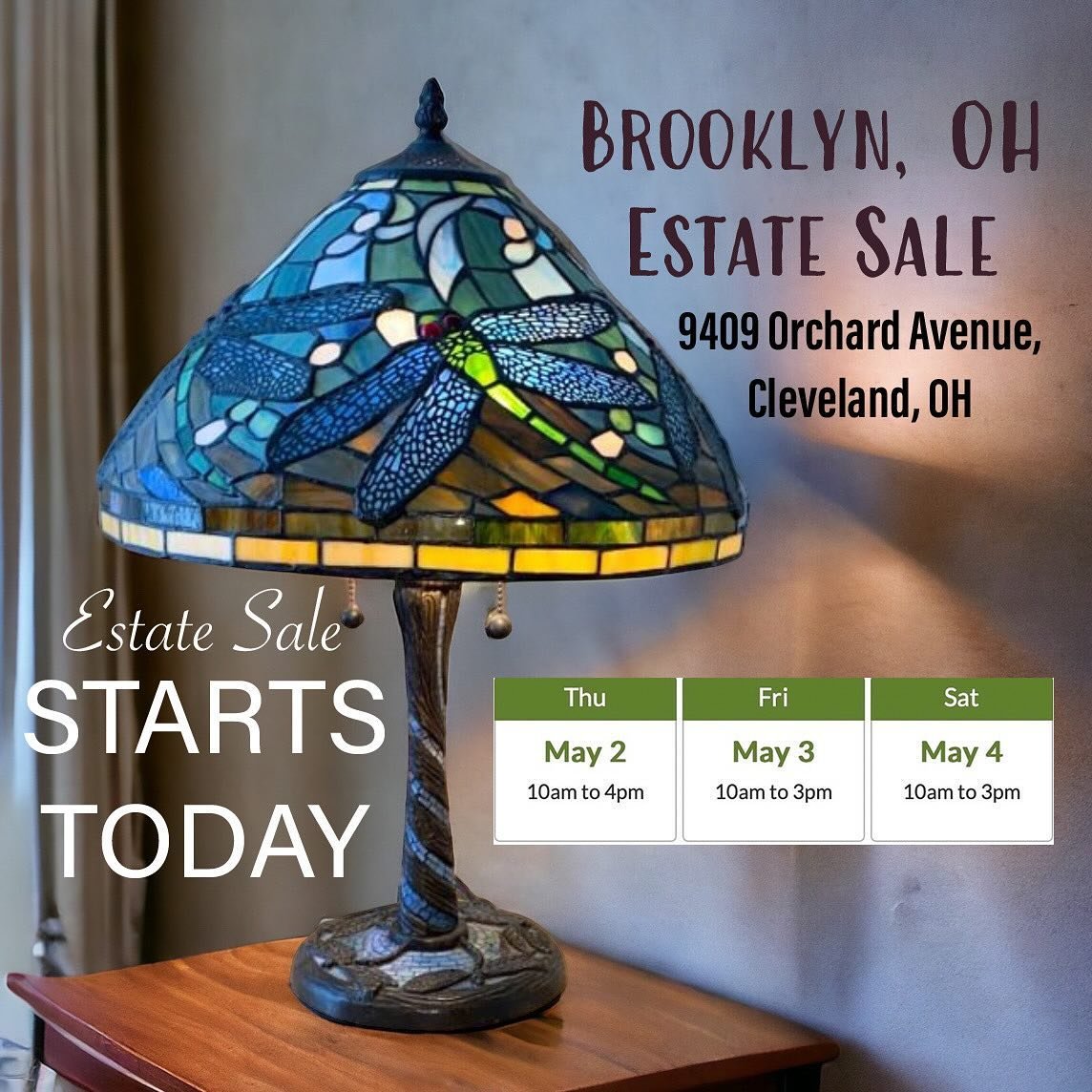 Starts (Thursday 5/2) TODAY! 9409 Orchard Avenue, Cleveland, OH. Make sure to add this 3 day Brooklyn neighborhood/ Cleveland OH 44144 estate sale on your calendar! It will start 5/2 and last day will be Sat 5/4.
Check out estatesales.net for more de