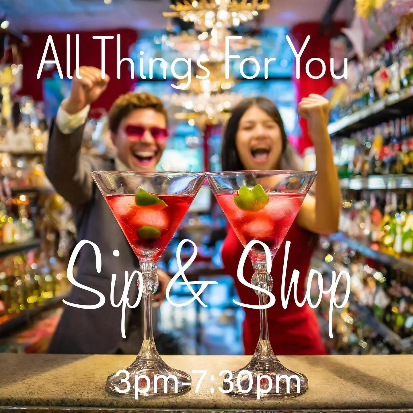 Join All Things For You TODAY Friday 10/24 for a deliciously fun Sip and Shop 3pm-7:30pm! (Store is open 11am-7:30pm this Friday.) We will have delightfully tasty beverages and snacks. 
There will be sales on fabulous vintage across all four floors!