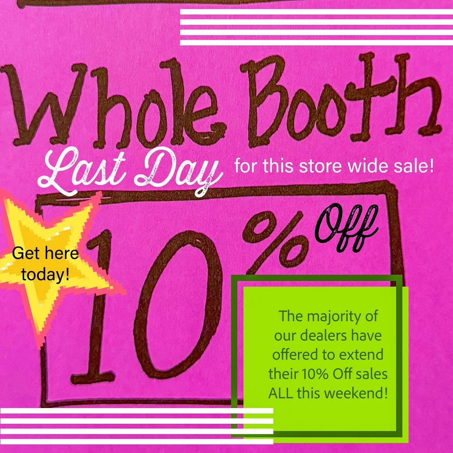 TODAY is the LAST DAY of this weekend long SALE! Join All Things For You TODAY (Sunday) for a deliciously fun Sip and Shop weekend. We will have delightfully tasty beverages and snacks. 
There will be sales on fabulous vintage across all four floors!