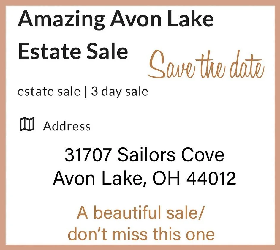 Truly a do-not-miss estate sale. Our latest sale will start this week 10/30, 10/31 and 11/1. The address for this sale is:
31707 Sailors Cove, Avon Lake, Ohio 44012
Check out the website listed below to see more photos of all the amazing items up for