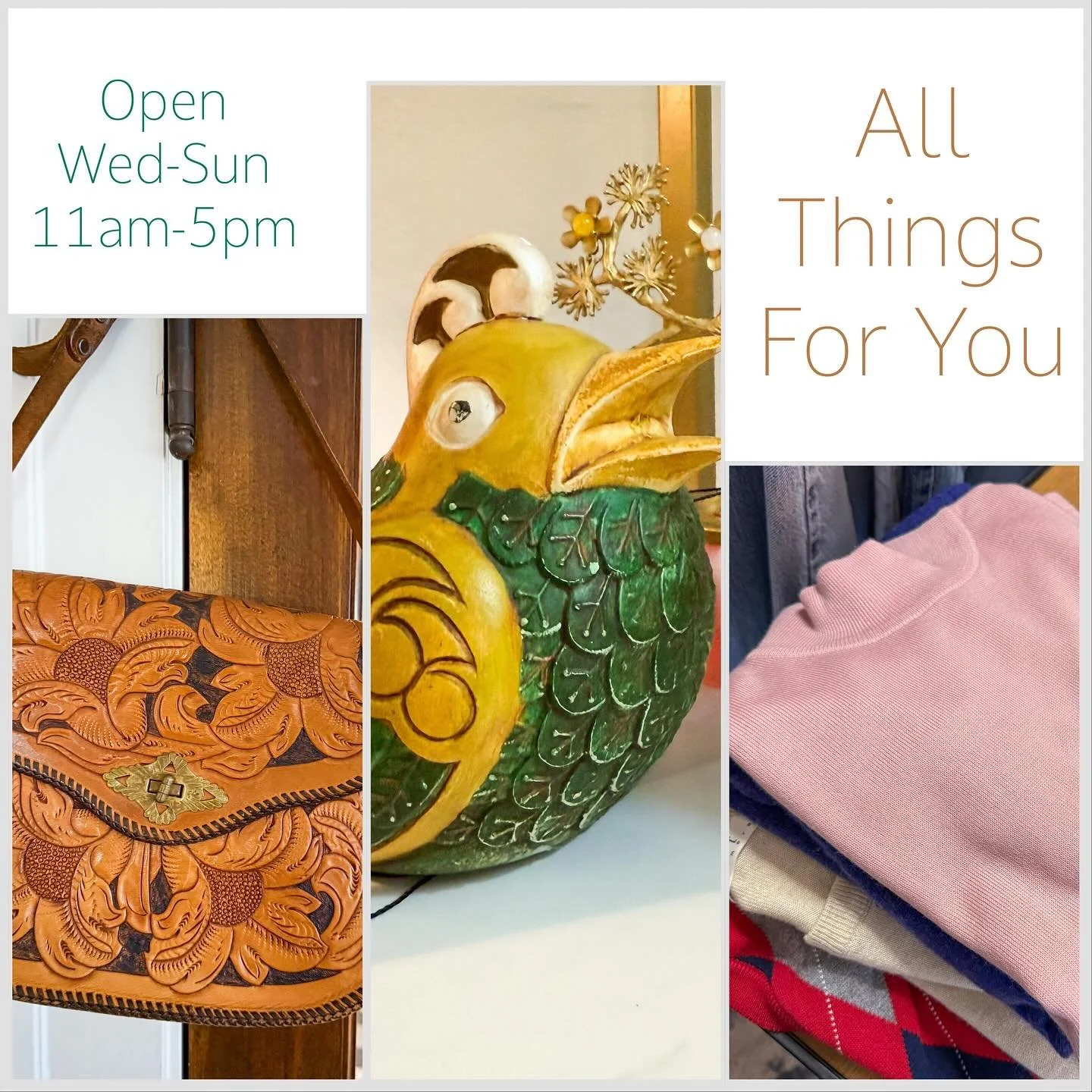 Stop by ATFY for some fabulous vintage today. All Things For You is OPEN TODAY (Saturday and Sunday, too!)11am-5pm and every Wednesday through Sunday from 11am until 5pm. 

Join us soon at 3136 West 14th Street, Cleveland, Ohio and check out the late
