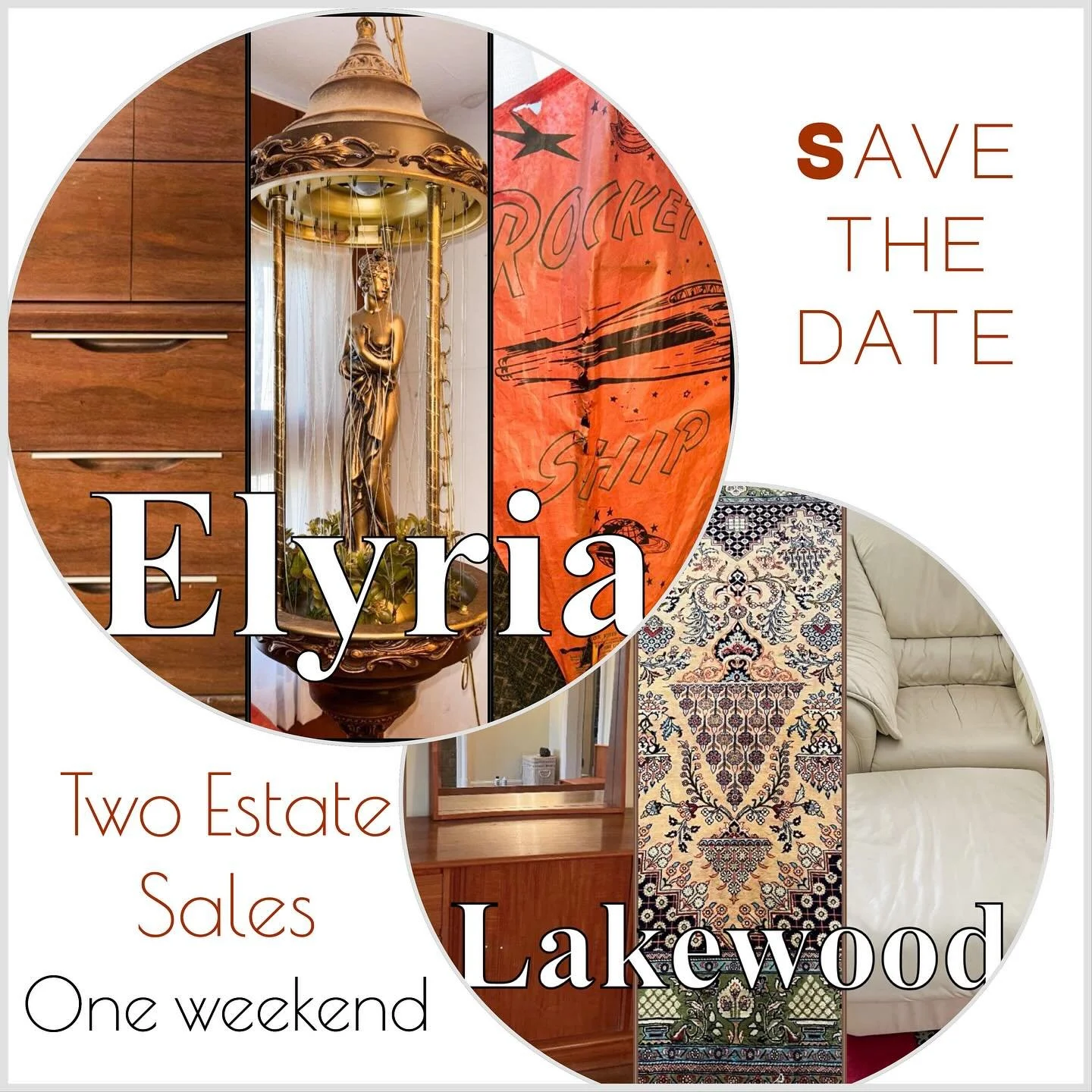Two, All Things For You, estate sales in one weekend. Save the date, and get ready to visit both sales. The Elyria sale is a 3 day sale and the Lakewood sale is a 2 day sale. The addresses will be posted after 9am on Wednesday 11/20/25. 
For more inf