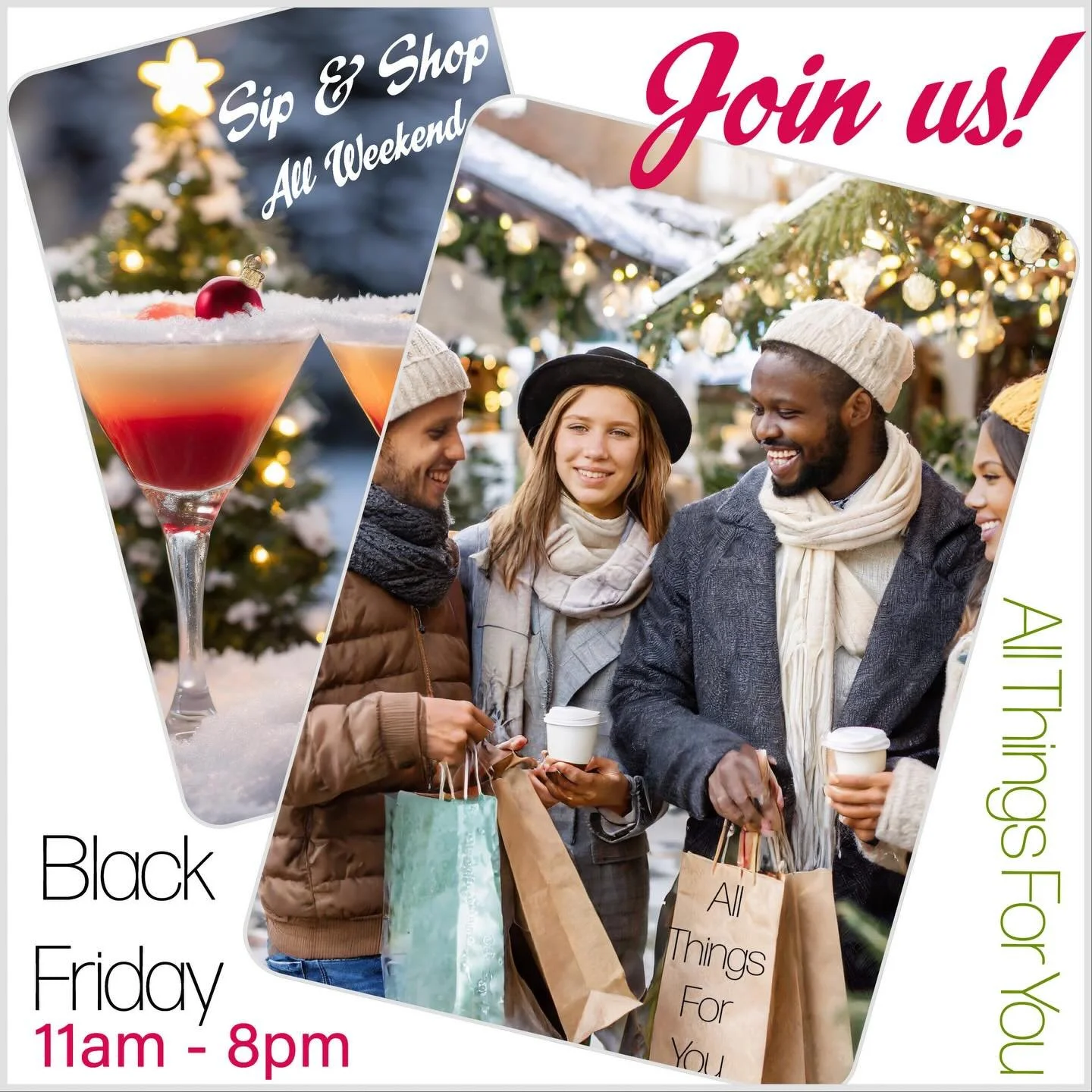 Join us this week for wonderful vintage shopping, our new Record Room launch, Sip &amp; Shop all weekend and more. 
This week&rsquo;s schedule:
Sip &amp; Shop ALL WEEKEND
Wednesday 11am-3pm (so we can get home and cook)
Thursday (Thanksgiving) Closed