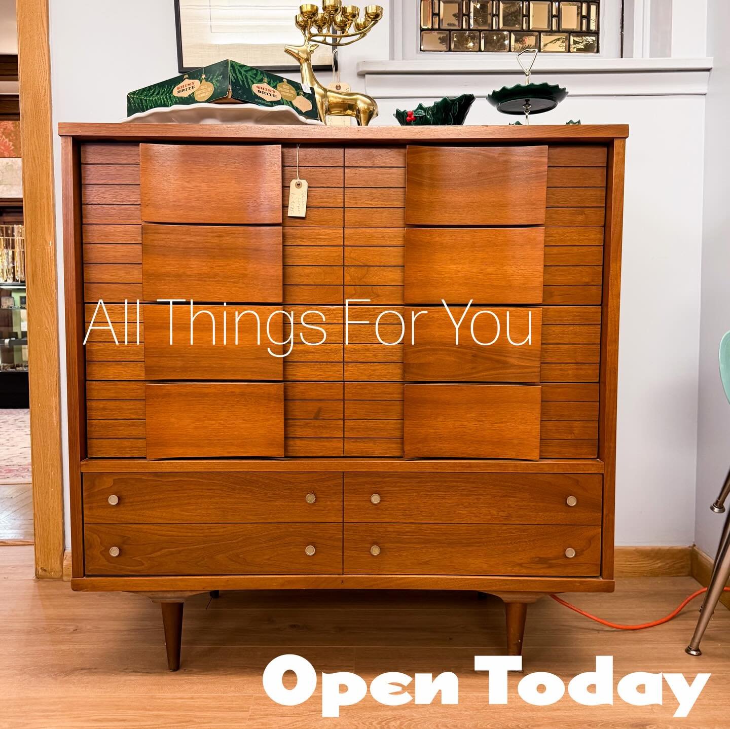 Open Today and every Wednesday through Sunday 11am-5pm! All Things For You, many unique and eclectic dealers of wonderful vintage across four beautiful floors. We are located in the charming neighborhood of Tremont minutes from downtown Cleveland. 
O