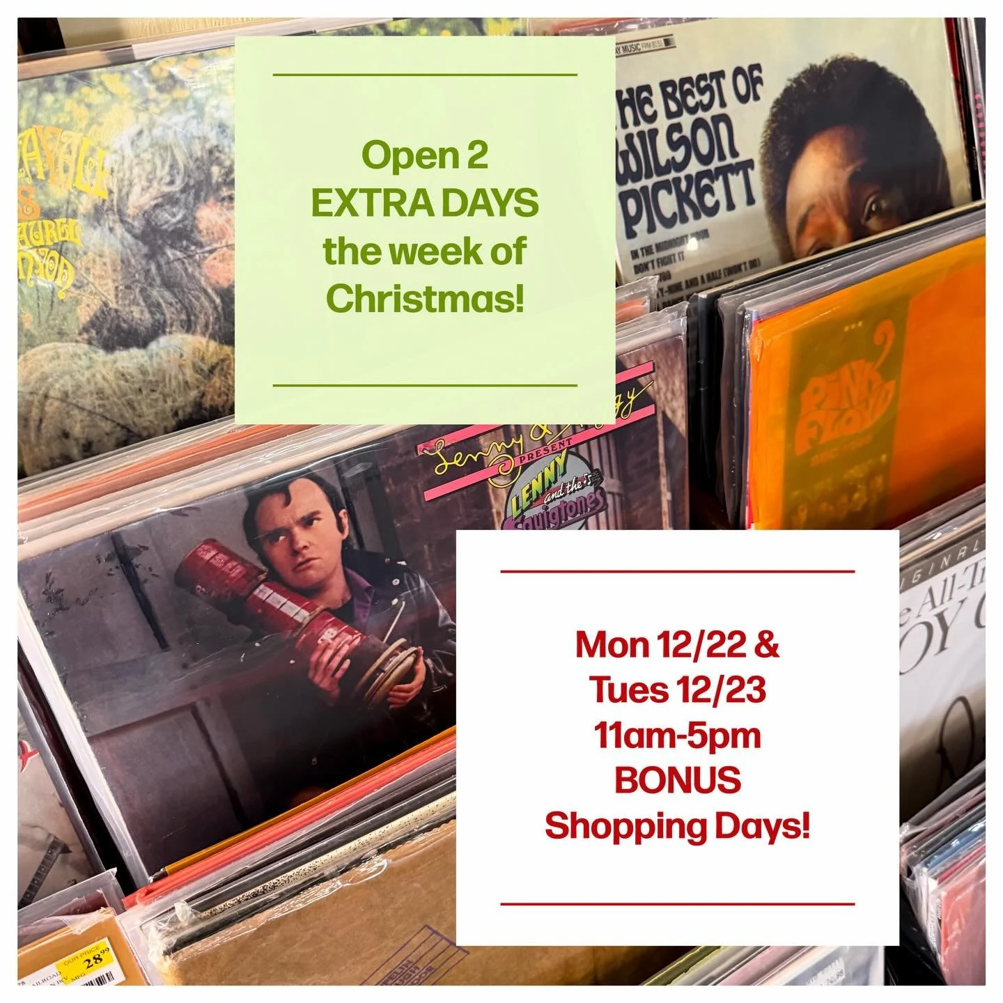 All Things For You 
SAVE THE DATES: 12/19-12/21
Sip &amp; Shop Weekend 
(Bubbly beverages, hot cocoa, tasty snacks, and more all weekend!)
Friday 12/19 11am-7pm (OPEN LATE)
Saturday 12/20 11am-5pm
Sunday 12/21 11am-5pm (SIG Taco Truck joins us 11am-5