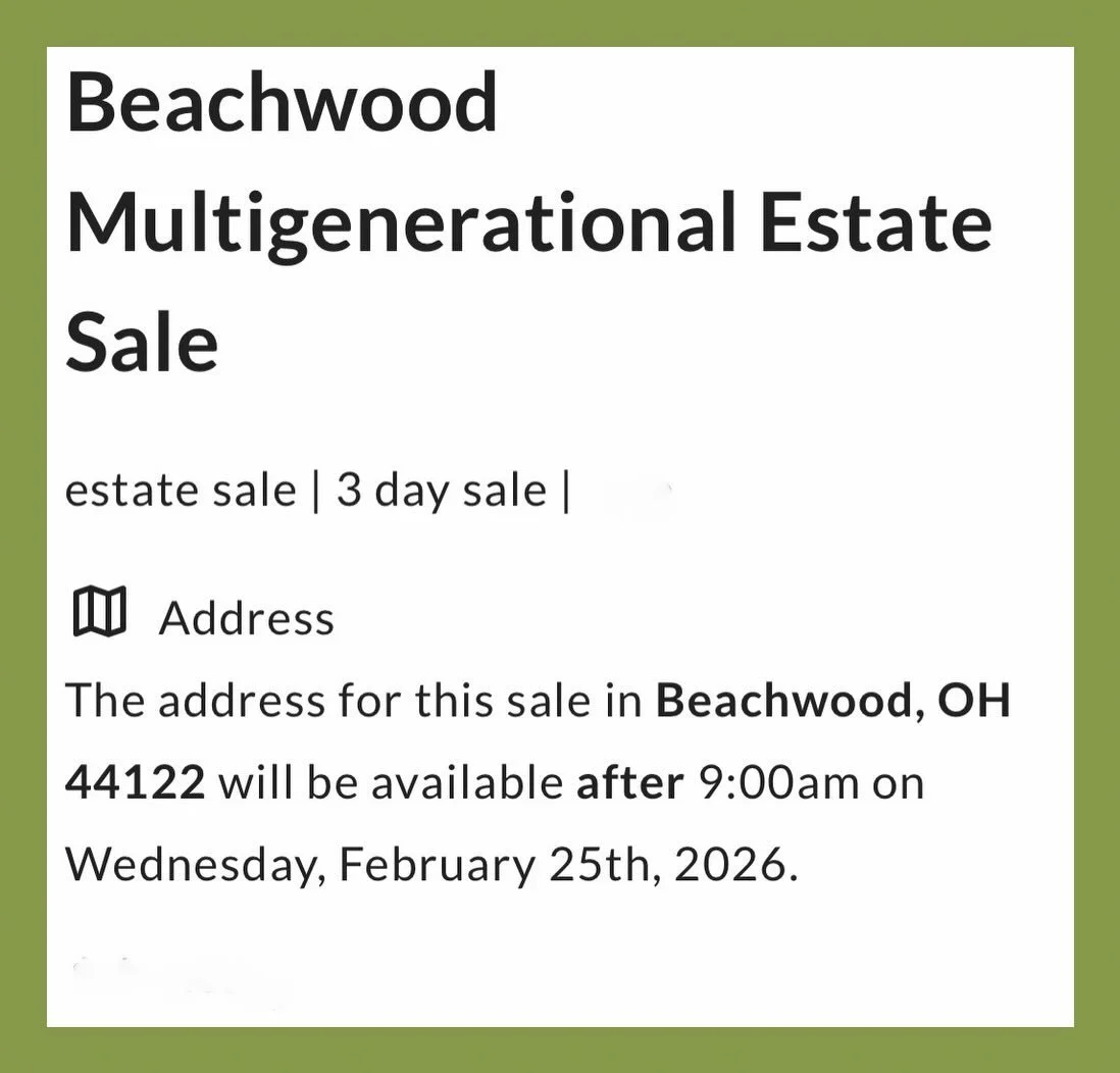 All Things For You&rsquo;s next estate sale will take place in Beachwood, Ohio. This is a 3 day sale starting on Thursday 2/26/26 running through Saturday 2/28/26. The address for this amazing sale will be posted on Wednesday 2/25/26 after 9am. 
Save