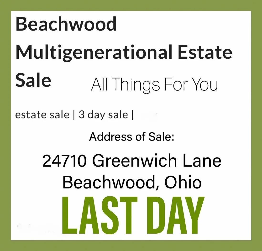 All Things For You&rsquo;s current estate sale&rsquo;s last day is TODAY! This sale takes place in Beachwood, Ohio. This Saturday 2/28/26 is the last day so stop in and check out the deep discounts!
The address for this sale is: 
24710 Greenwich Lane