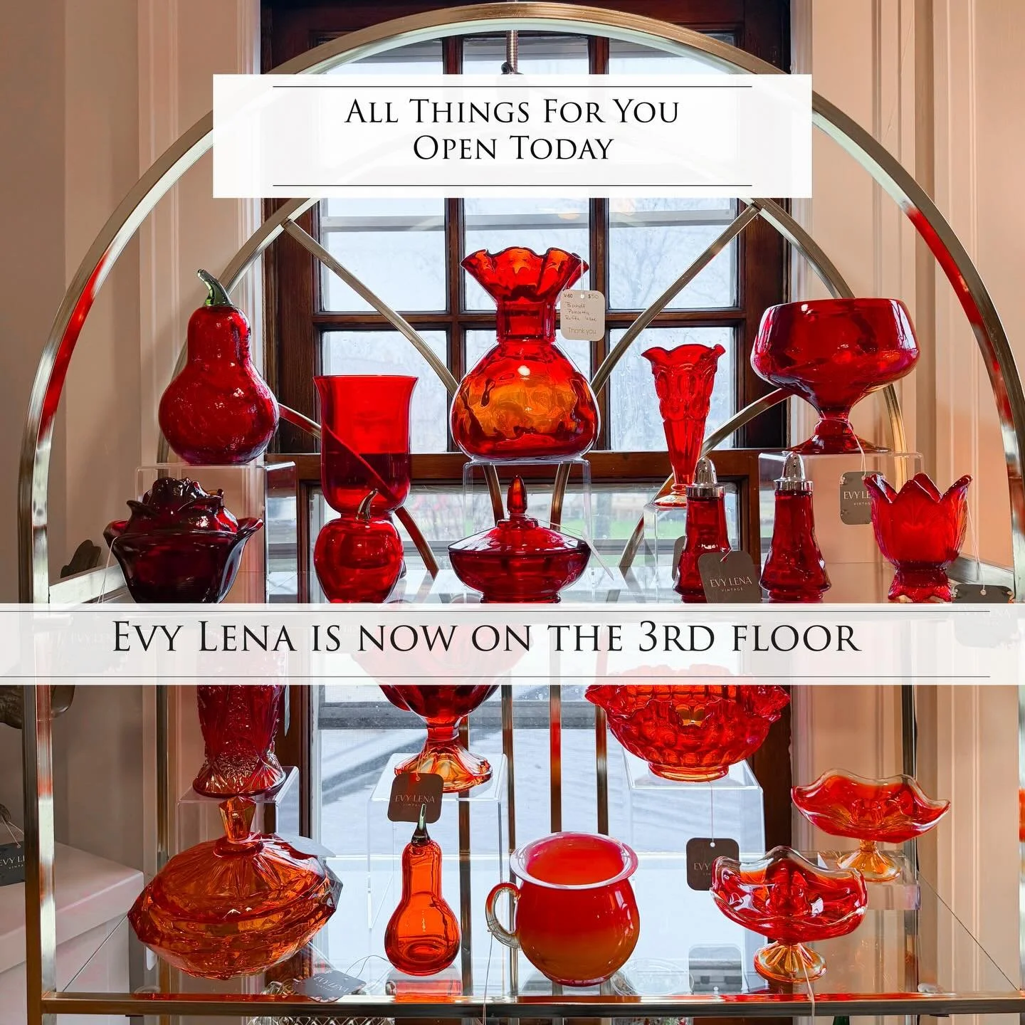All Things For You, Cleveland&rsquo;s fabulous home for all things vintage is open today and every Wednesday through Sunday from 11am until 5pm. Enjoy our 4 floors of vintage and make sure to check out @evylenavintage in their new space on the 3rd fl