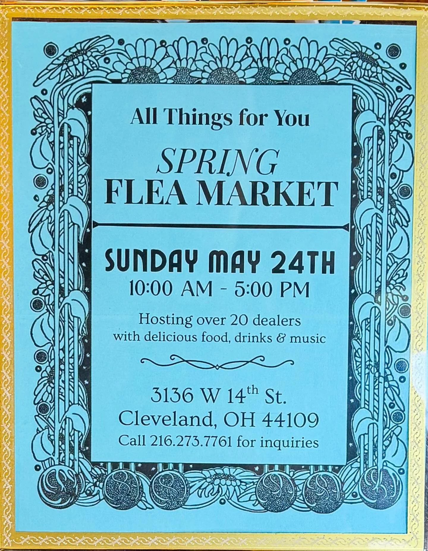 Save the date (Sunday, May 24, 2026)! 
All Things For You, all of our dealers and some outside dealers will be joining too for our Spring Flea market!  You won&rsquo;t want to miss this! Great vintage deals, food, ice cream treats, music and oh yeah,
