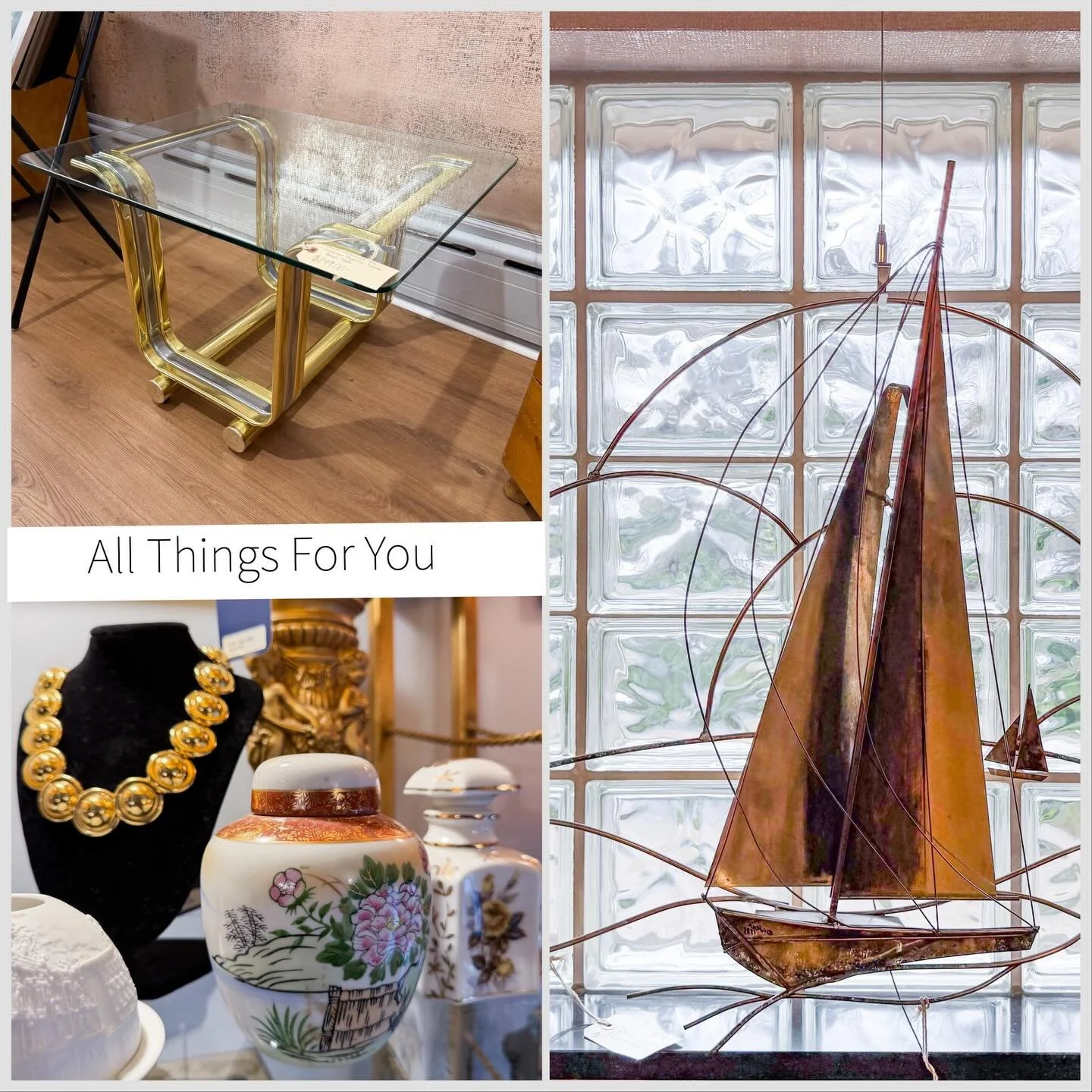 All Things For You is open every Wednesday through Sunday from 11am until 5pm. So make plans to come over and enjoy our 4 floors of vintage curated by our 20+ vintage dealers. 
Also, save the dates for our Mother&rsquo;s Day weekend Sip &amp; Shop 5/