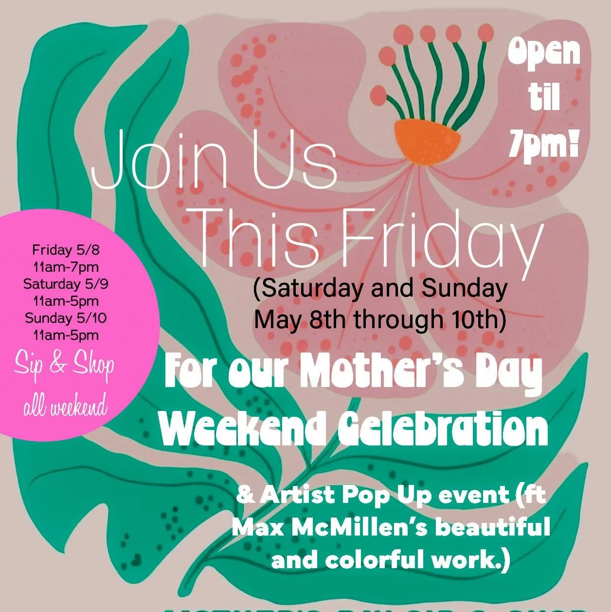 Join All Things For You this week as we celebrate mom&rsquo;s and art All Weekend! As always we are open every Wednesday through Sunday from 11am until 5pm for all of your awesome vintage wants and needs. 
Join us this weekend as we celebrate mom&rsq