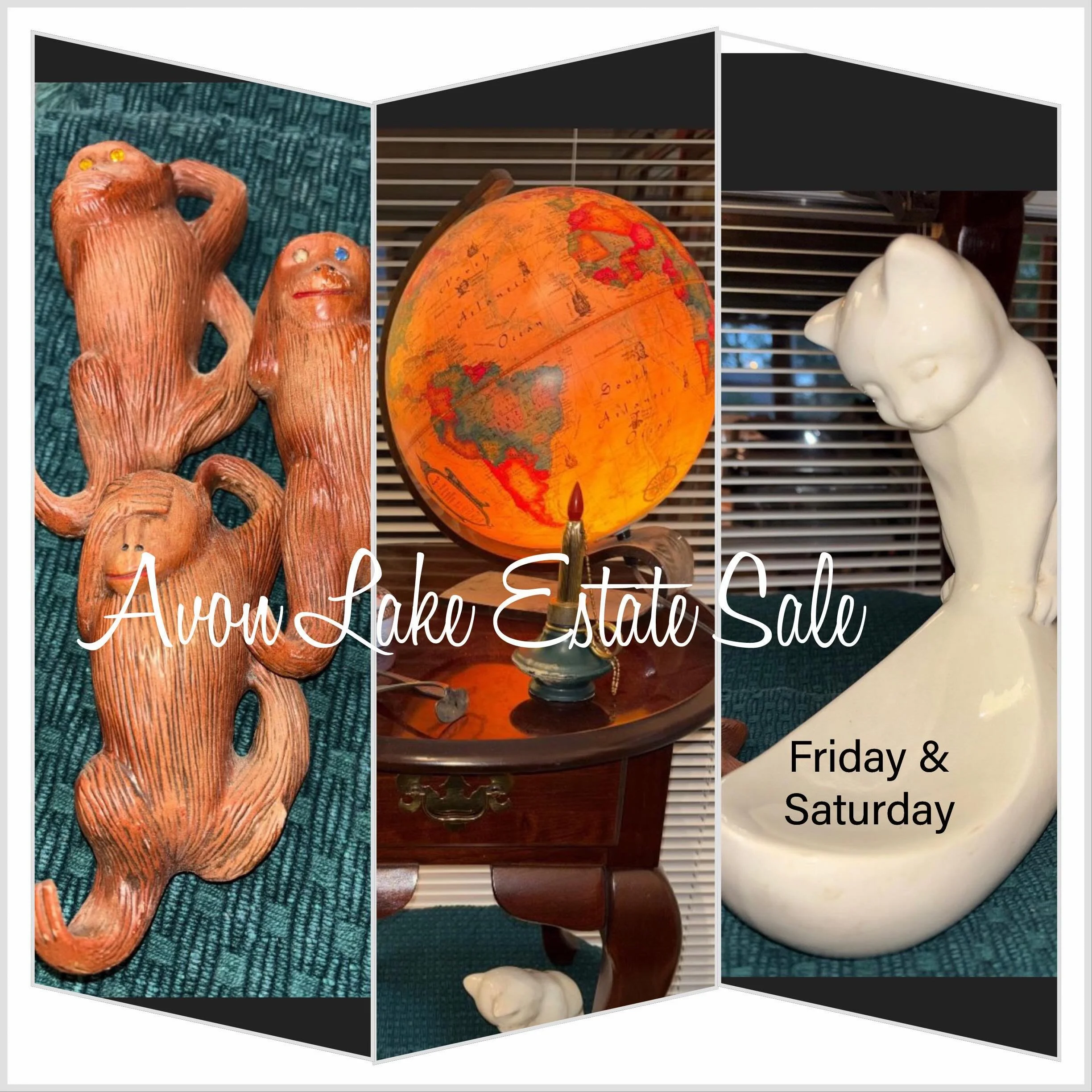 Still 2 days left and discounts have begun! Join us for our current fab estate sale taking place in Avon Lake, Ohio. Today, Friday May 15th and Saturday May 16th. Discounts have started! 
The address for this sale is:
431 Avon Point Avenue, Avon Lake