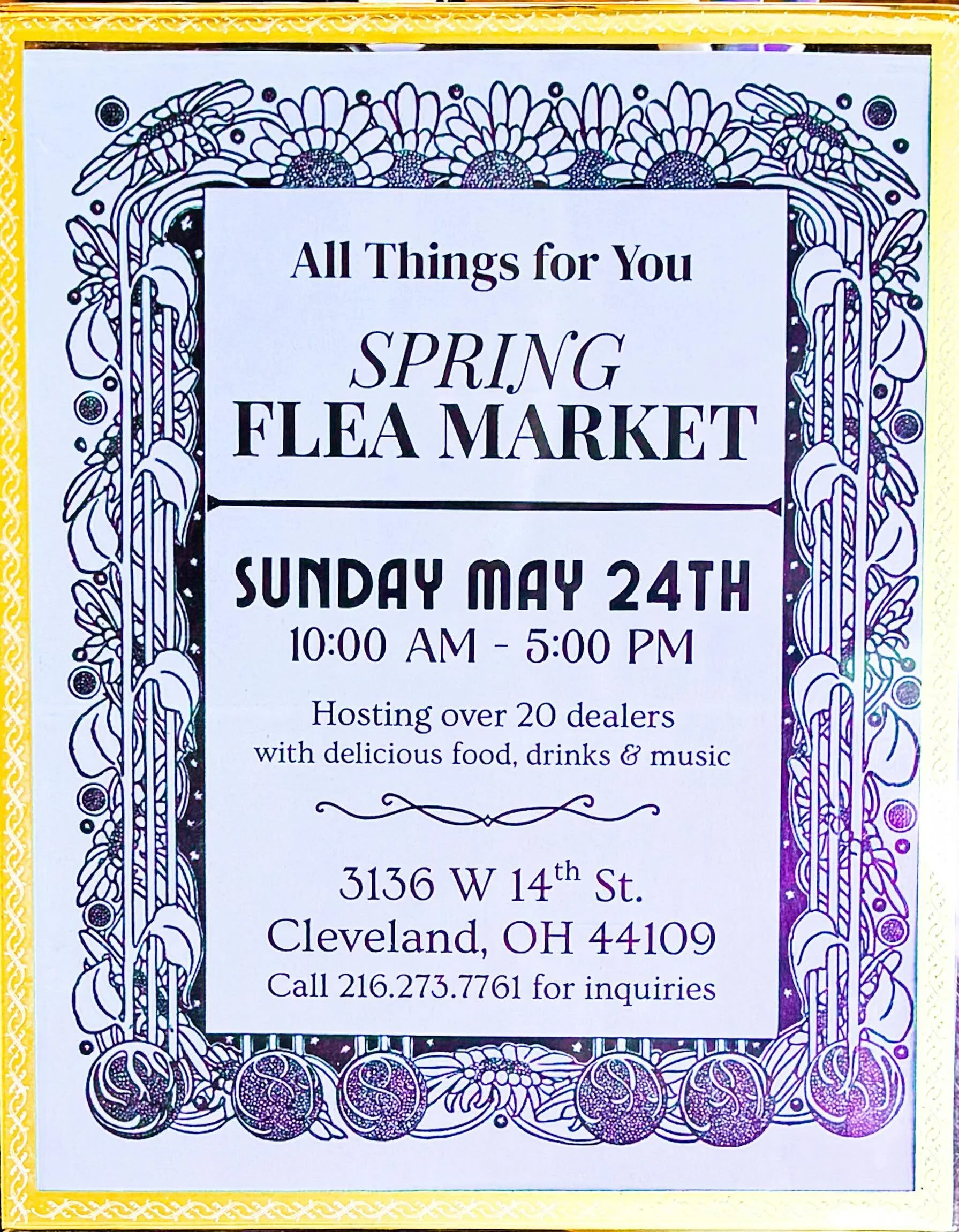Save the date (Sunday, May 24, 2026)! 
All Things For You, all of our dealers and many outside dealers will be joining too for our Spring Flea market!  You won&rsquo;t want to miss this! Great vintage deals, food, ice cream treats, music and oh yeah,