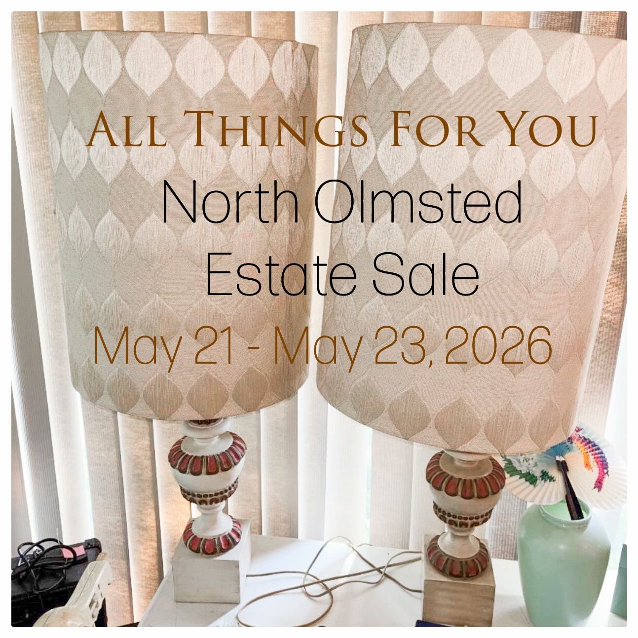 Our next estate sale will be this week in North Olmsted. This will be a 3 day. The address will be posted on Wednesday, May 20th after 9am. The sale will run Thursday through Saturday so put the dates on your calendar now. 
For more information on th