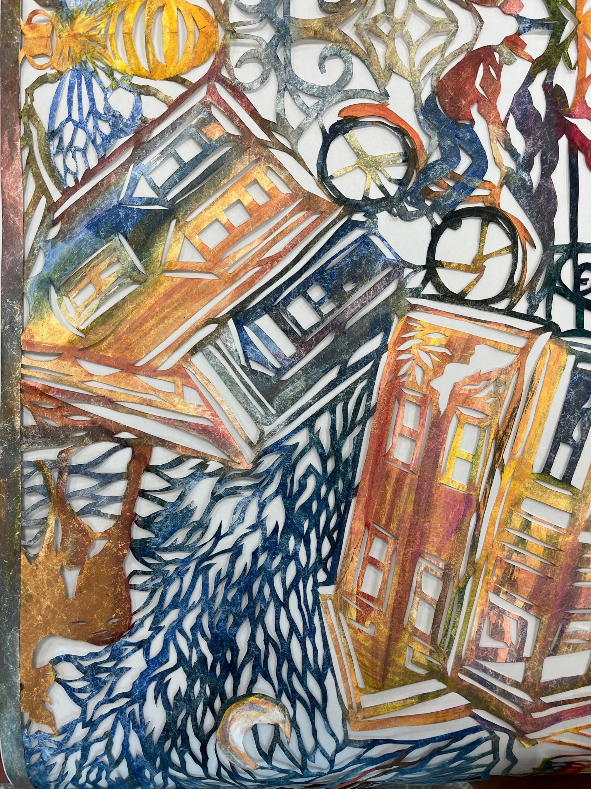 Detail, "Charleston Confection," tyvek papercut and ink. 