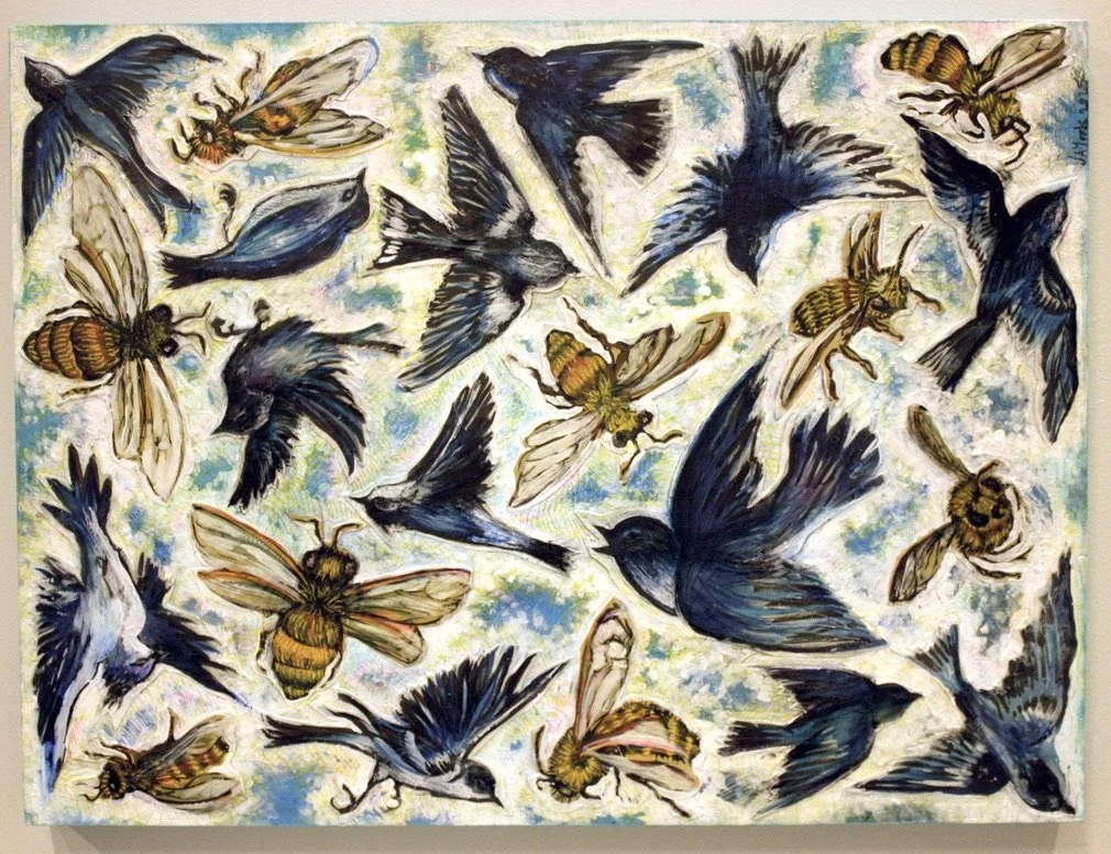 "Little Wings (Peace for Ukraine)," papercut and acrylic ink on wood, 18"h x 24"w, 2025. SOLD to benefit ZeroLine humanitarian aid for Ukraine.