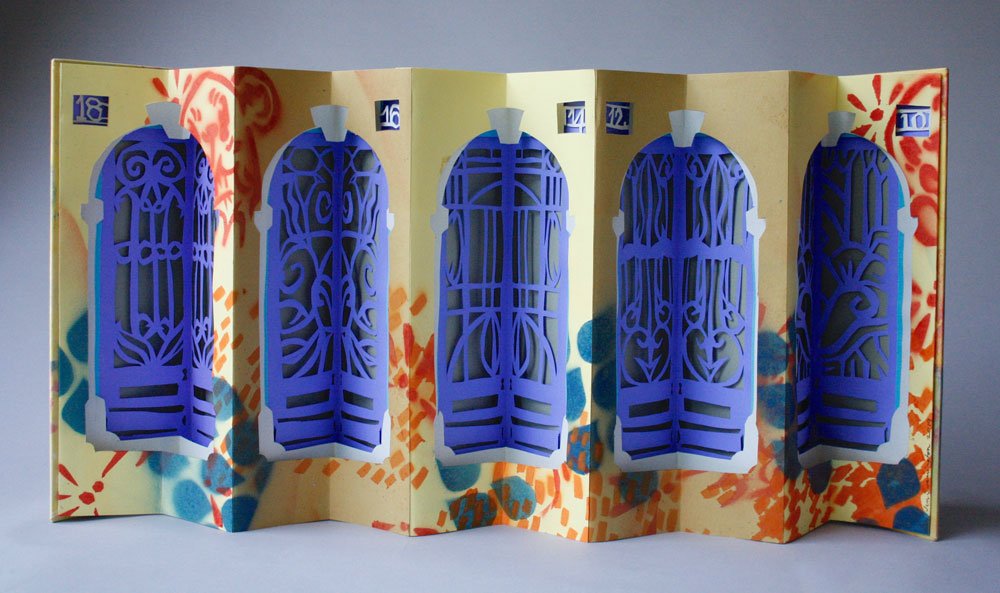 "Exarchia Doors," carousel pop-up book, Athens, Greece 2019.